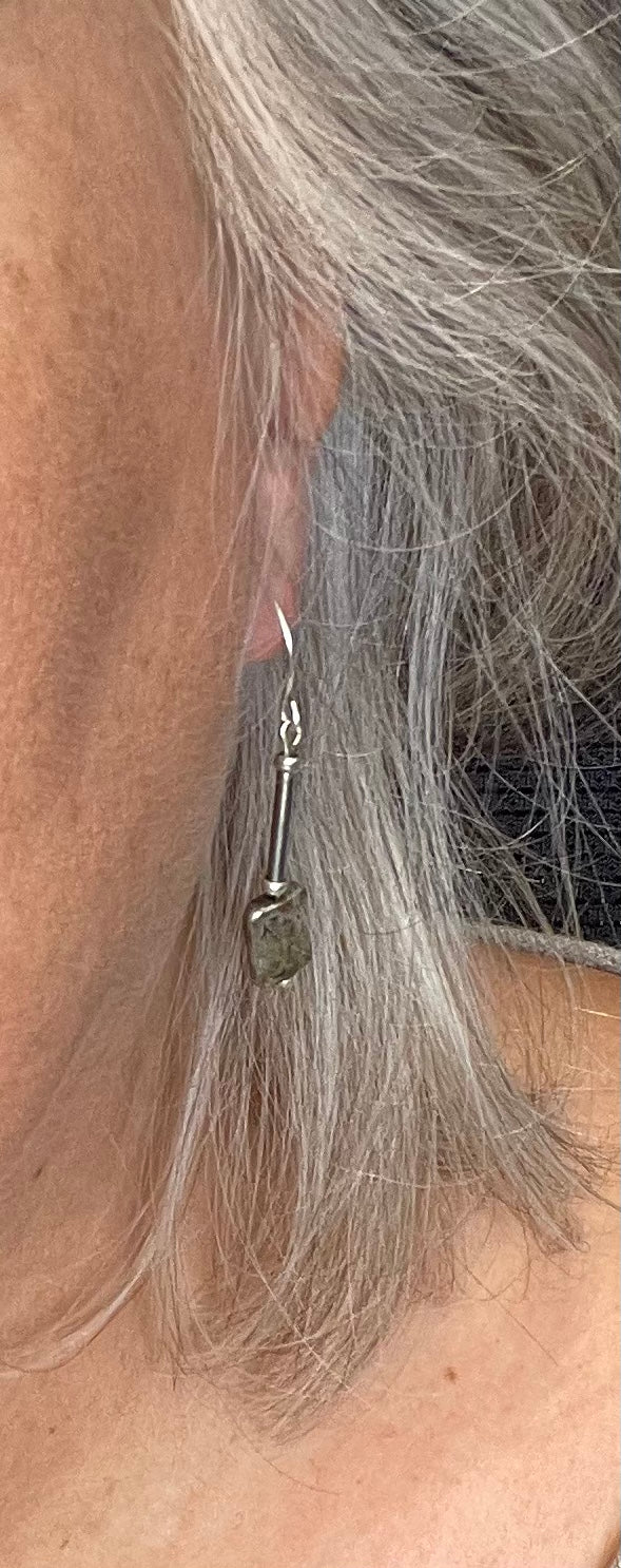 Wire with silver oblong drop earrings
