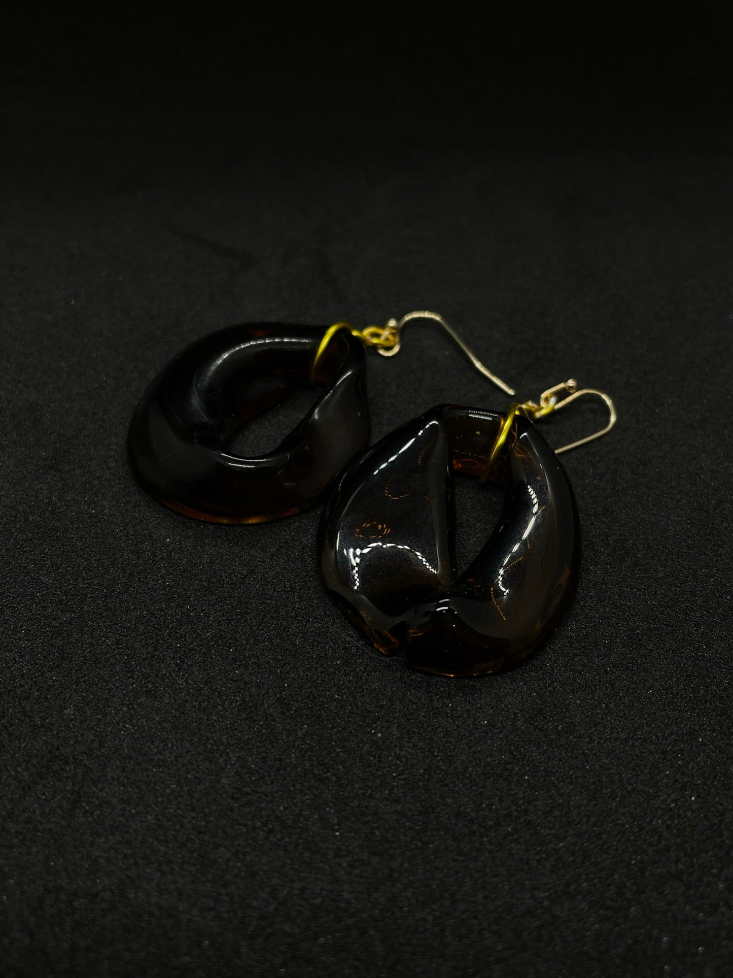 Fused brown glass doughnut earrings