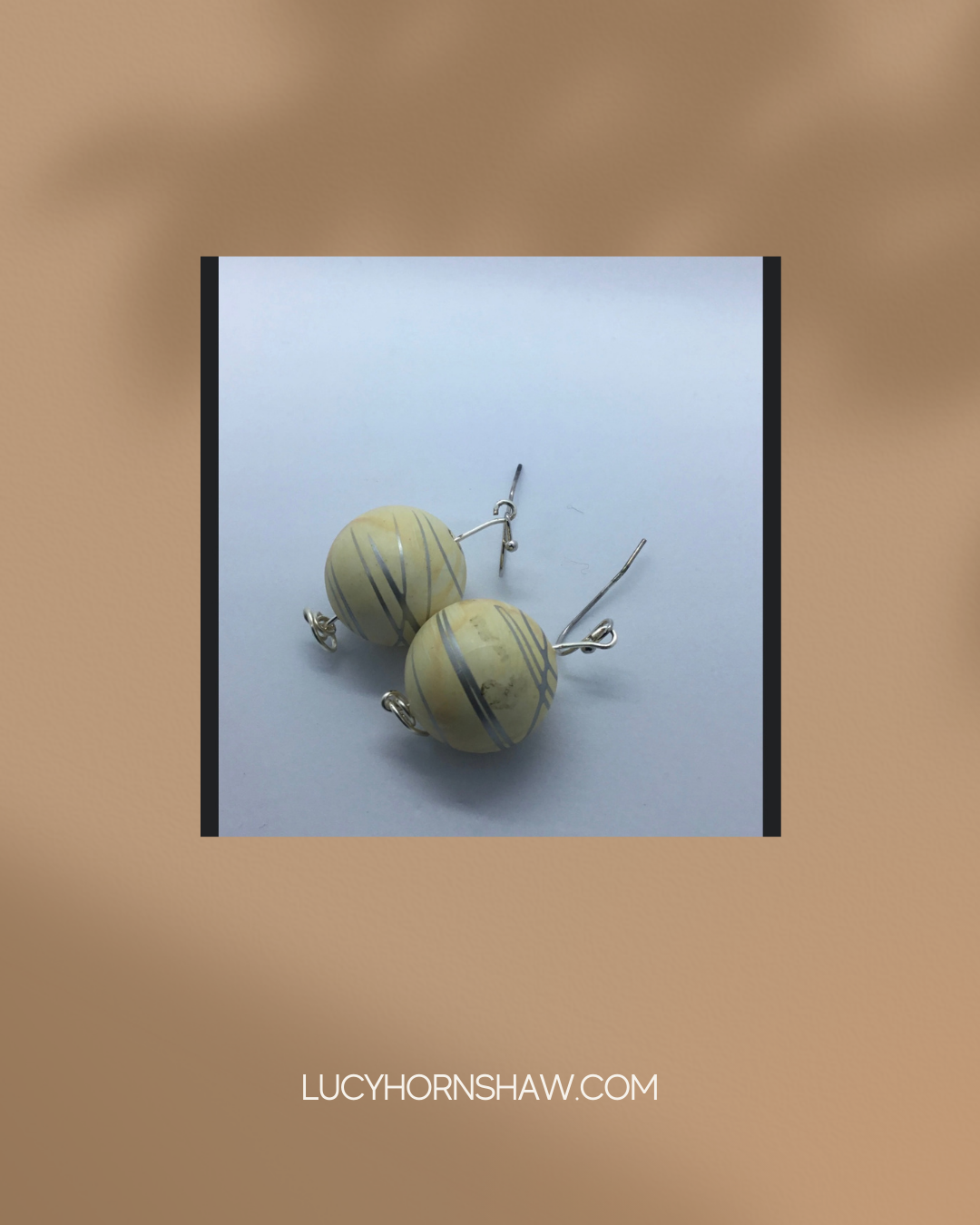 Wooden cream bead earrings