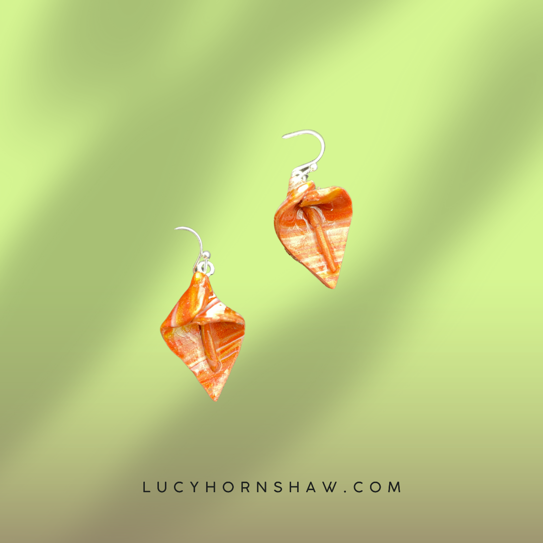 Orange lily Polymer clay earrings