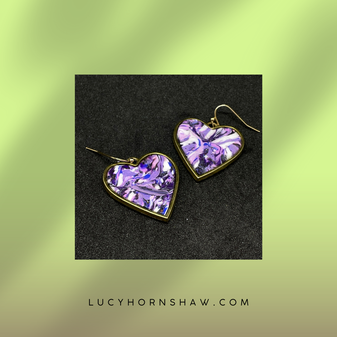 Purple heart Polymer clay earrings