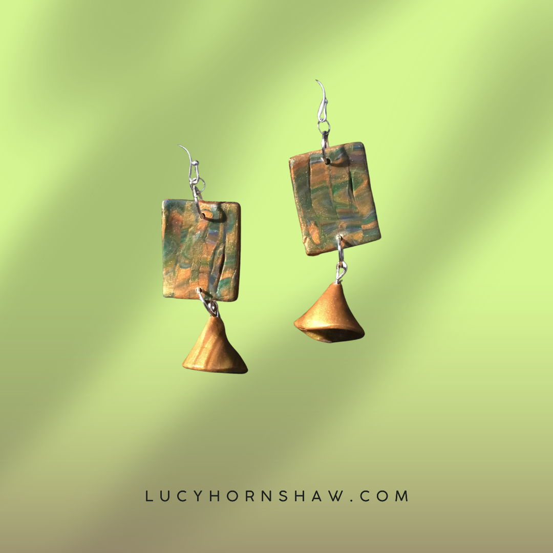 Mustard & green Polymer clay earrings