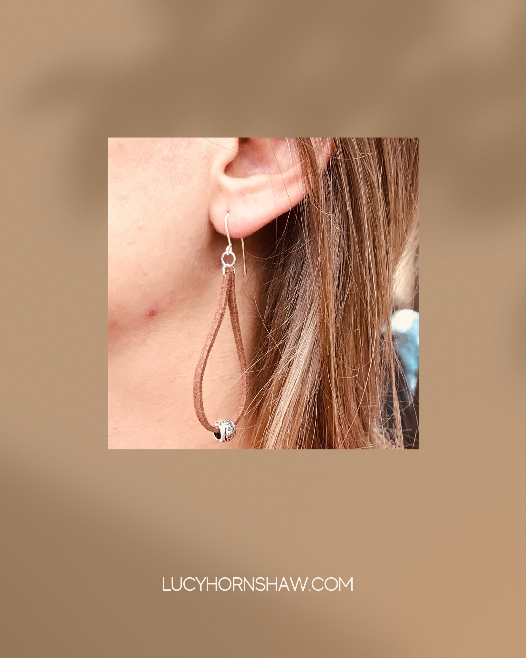 Brown leather cord earrings