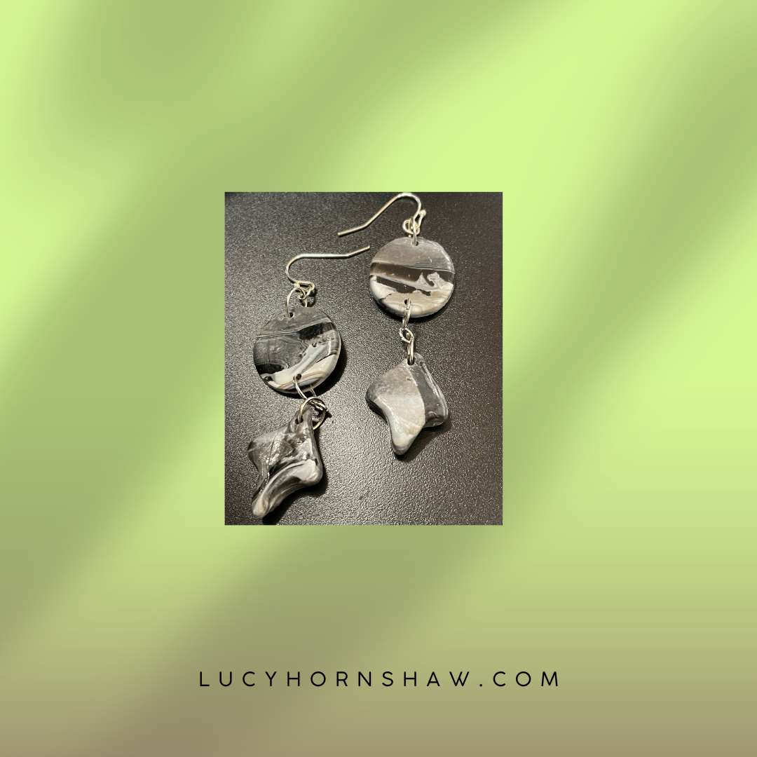 Grey Polymer clay earrings