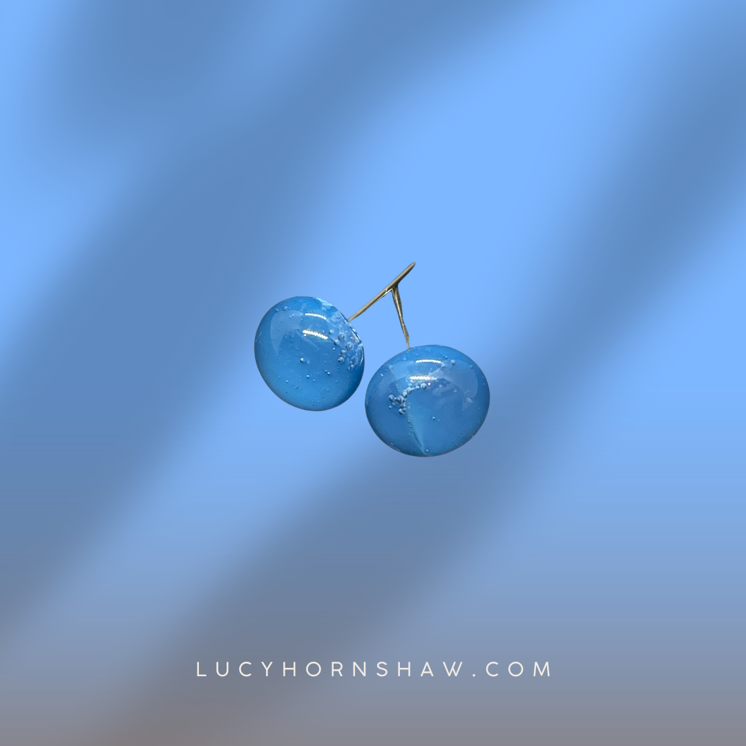 Fused glass stud earrings - Pale blue