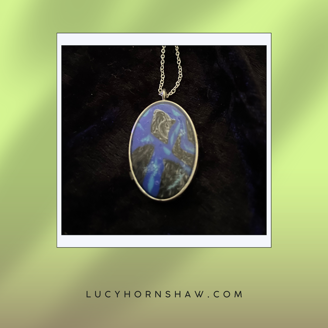 Black & blue Polymer clay necklace