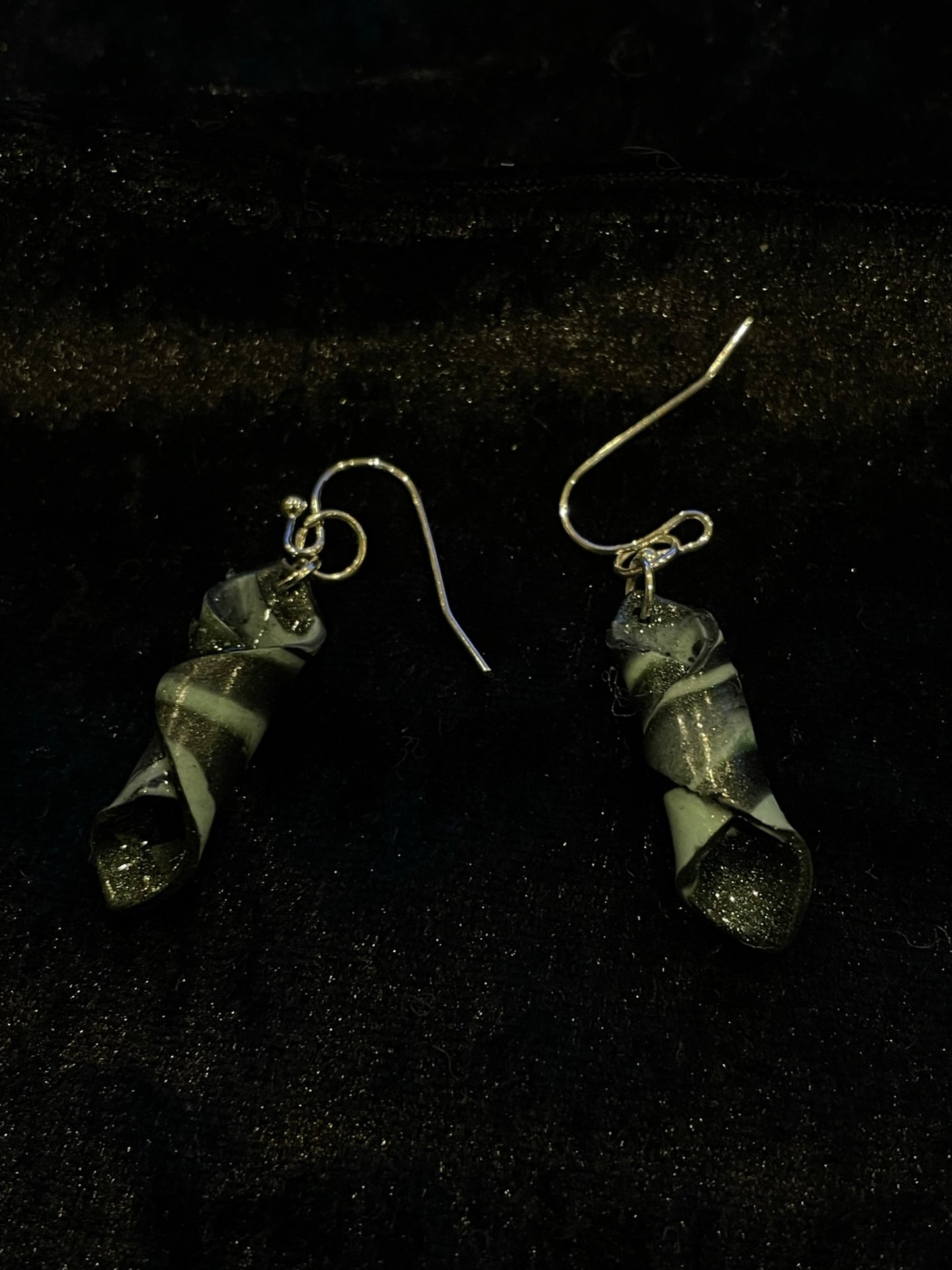 Green & black Polymer clay earrings