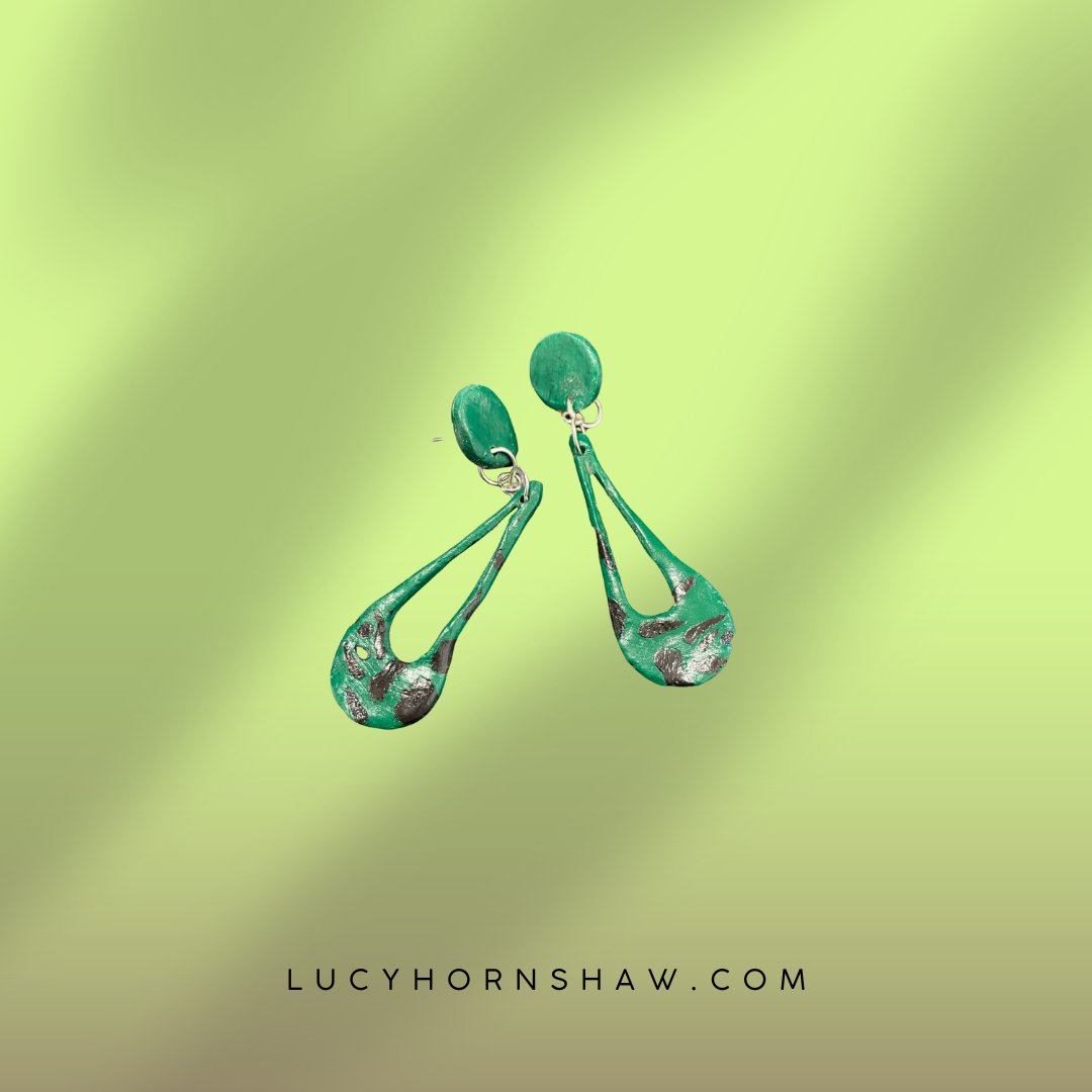 Black & green Polymer clay earrings
