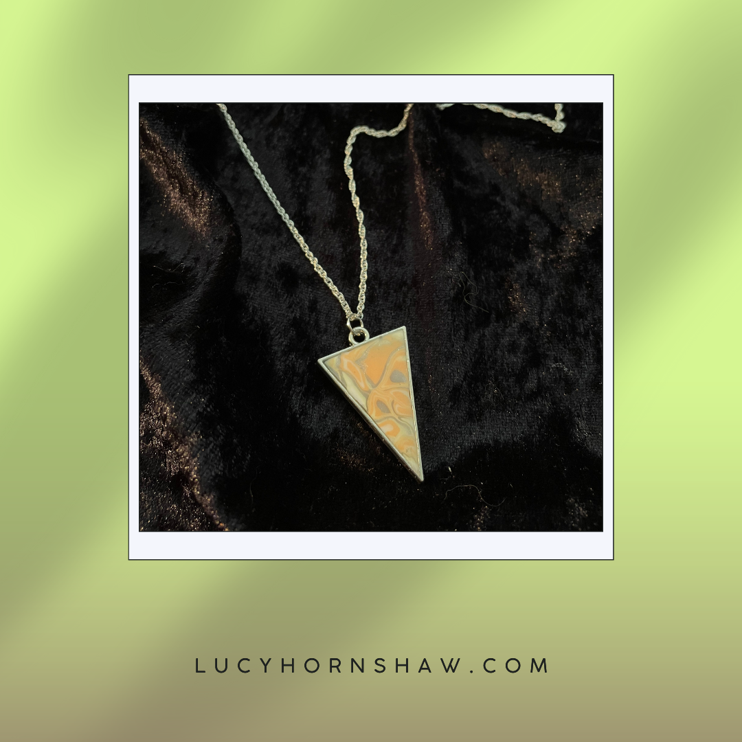 Apricot & grey Polymer clay necklace