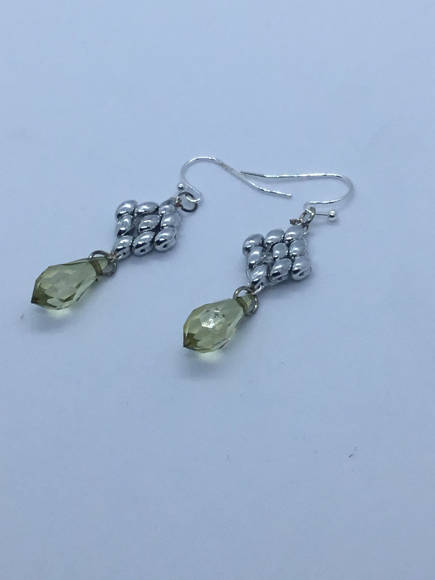 Wire & honey bead earrings with silver bead detail
