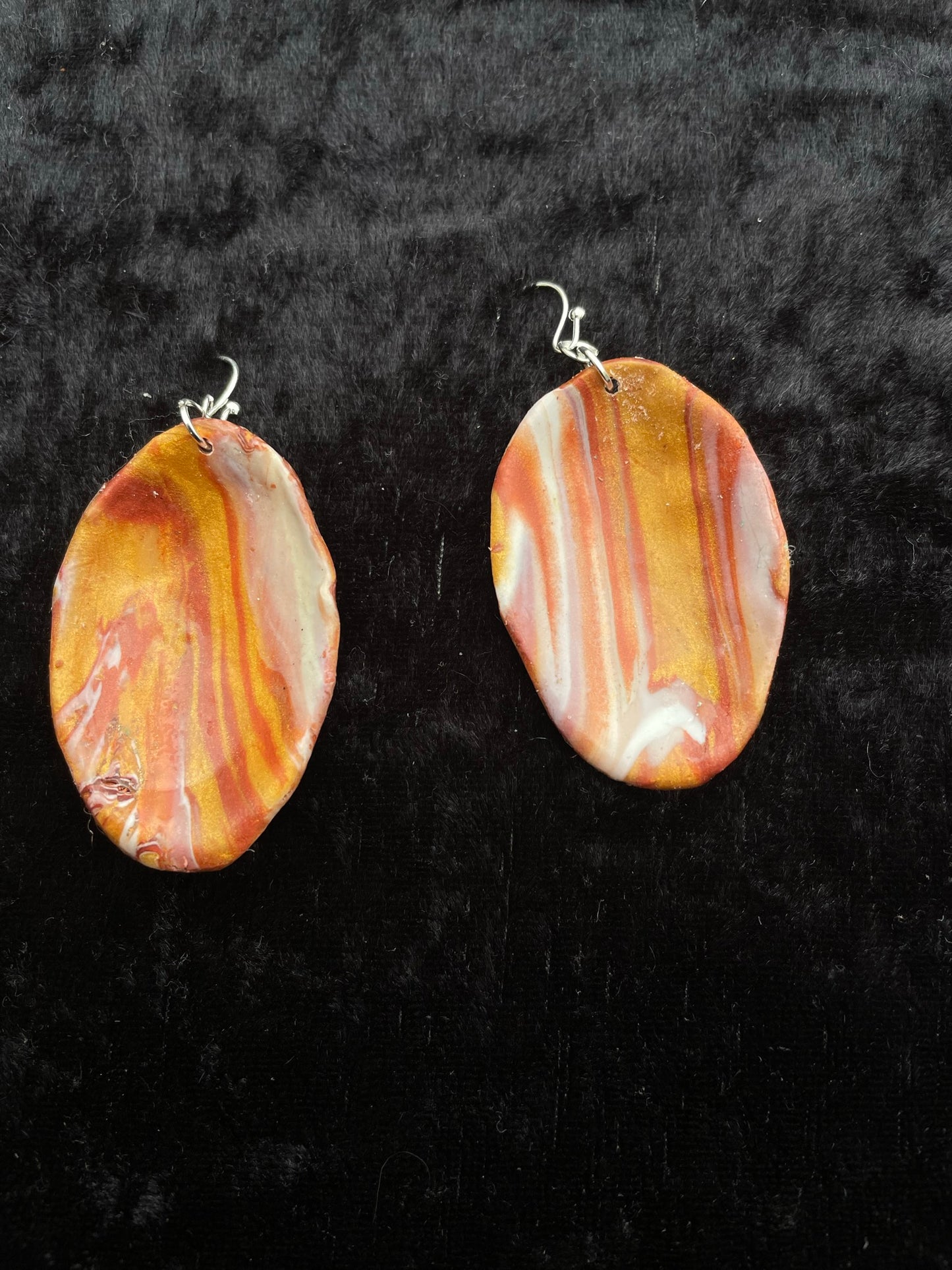 Mustard, orange & white Polymer clay earrings