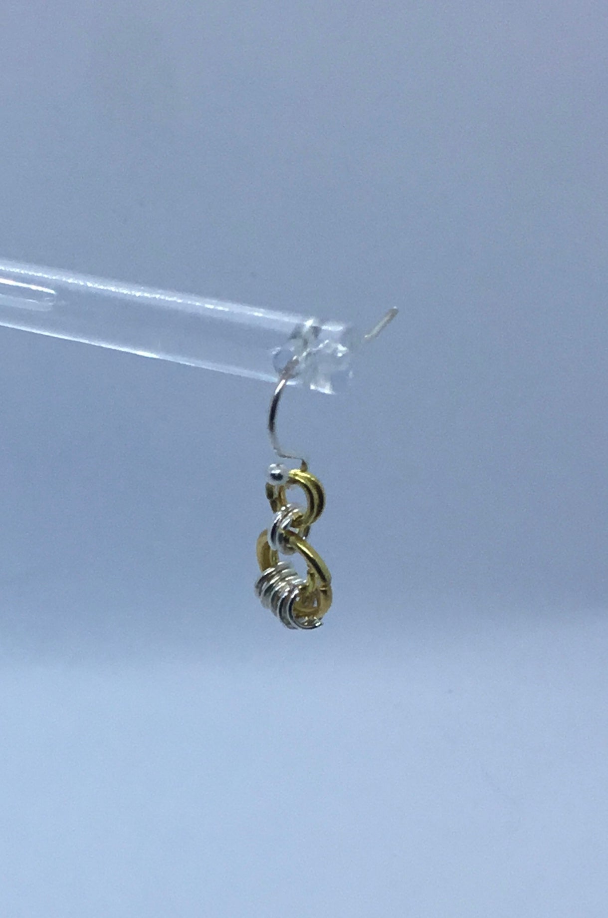 Wire silver & gold ring earrings