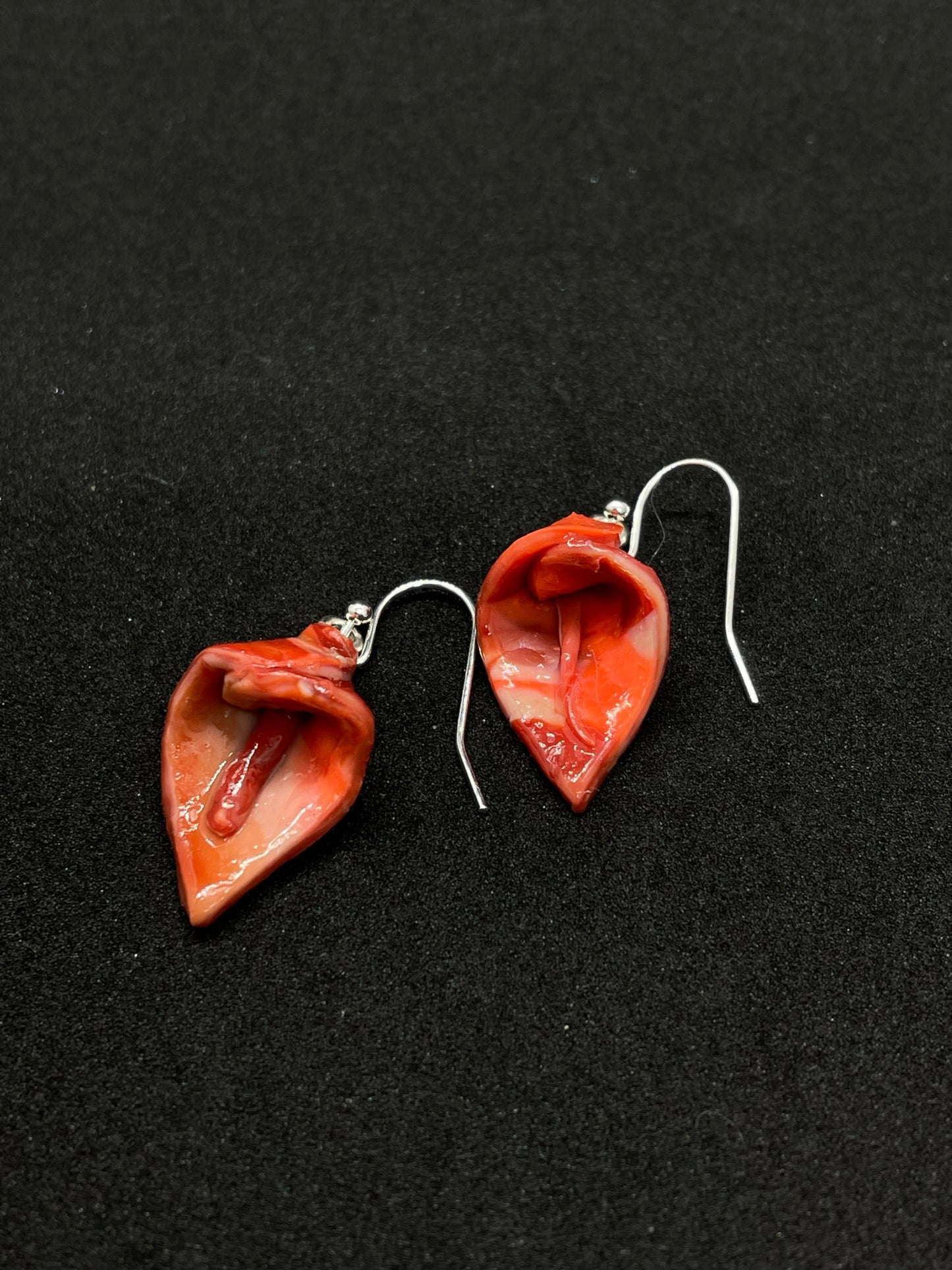 Orange & red lily Polymer clay earrings