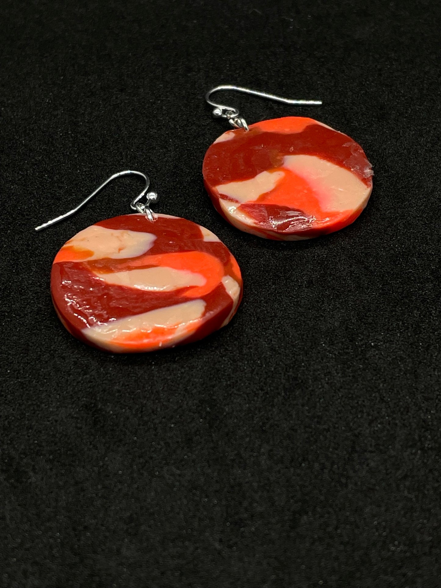Orange disc Polymer clay earrings