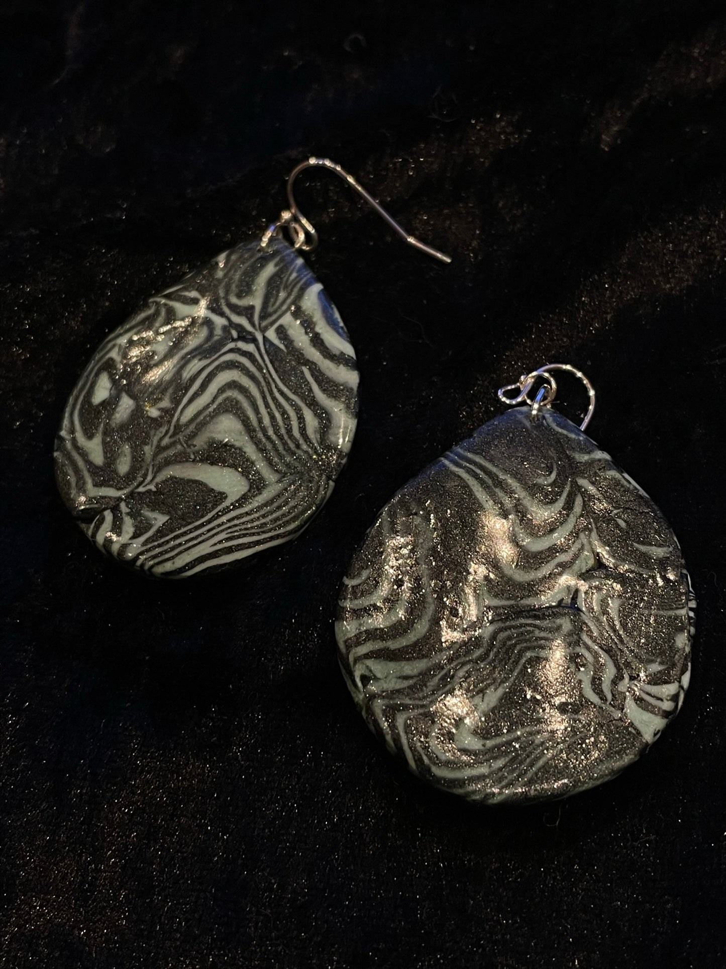 Black & turquoise Polymer clay earrings