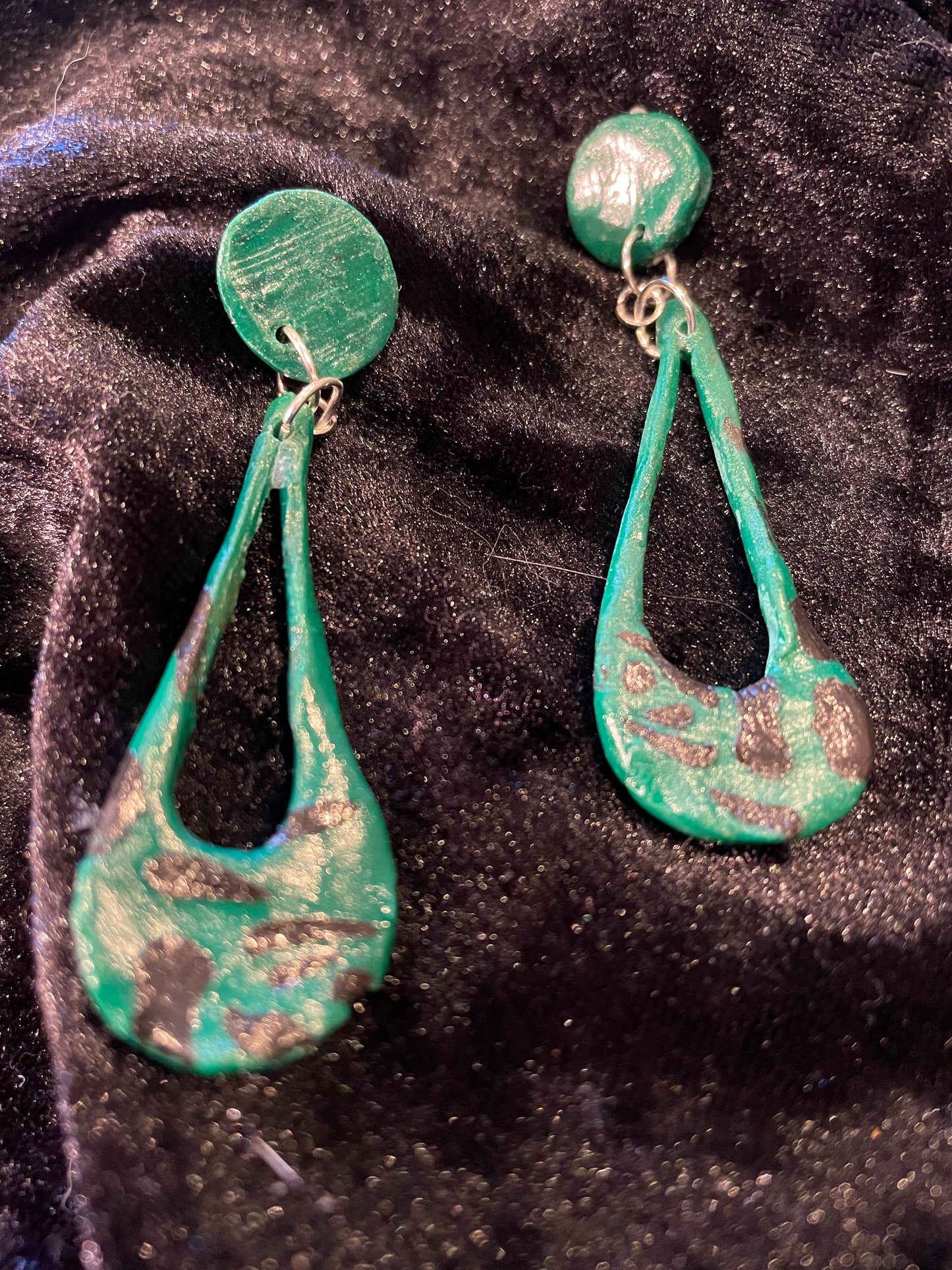 Black & green Polymer clay earrings