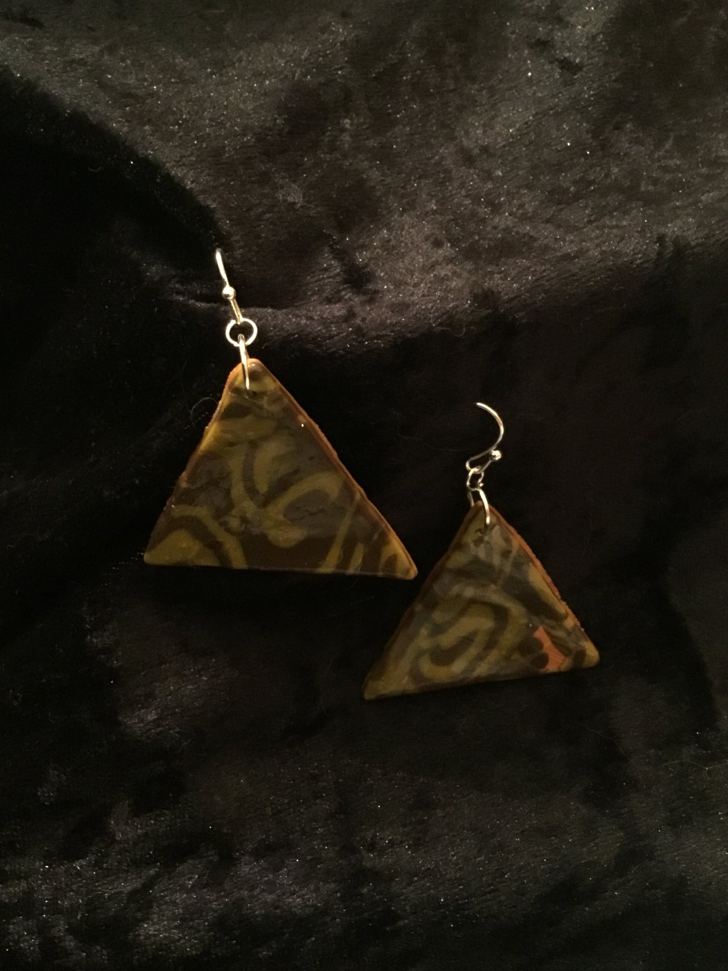 Brown & mustard Polymer clay earrings