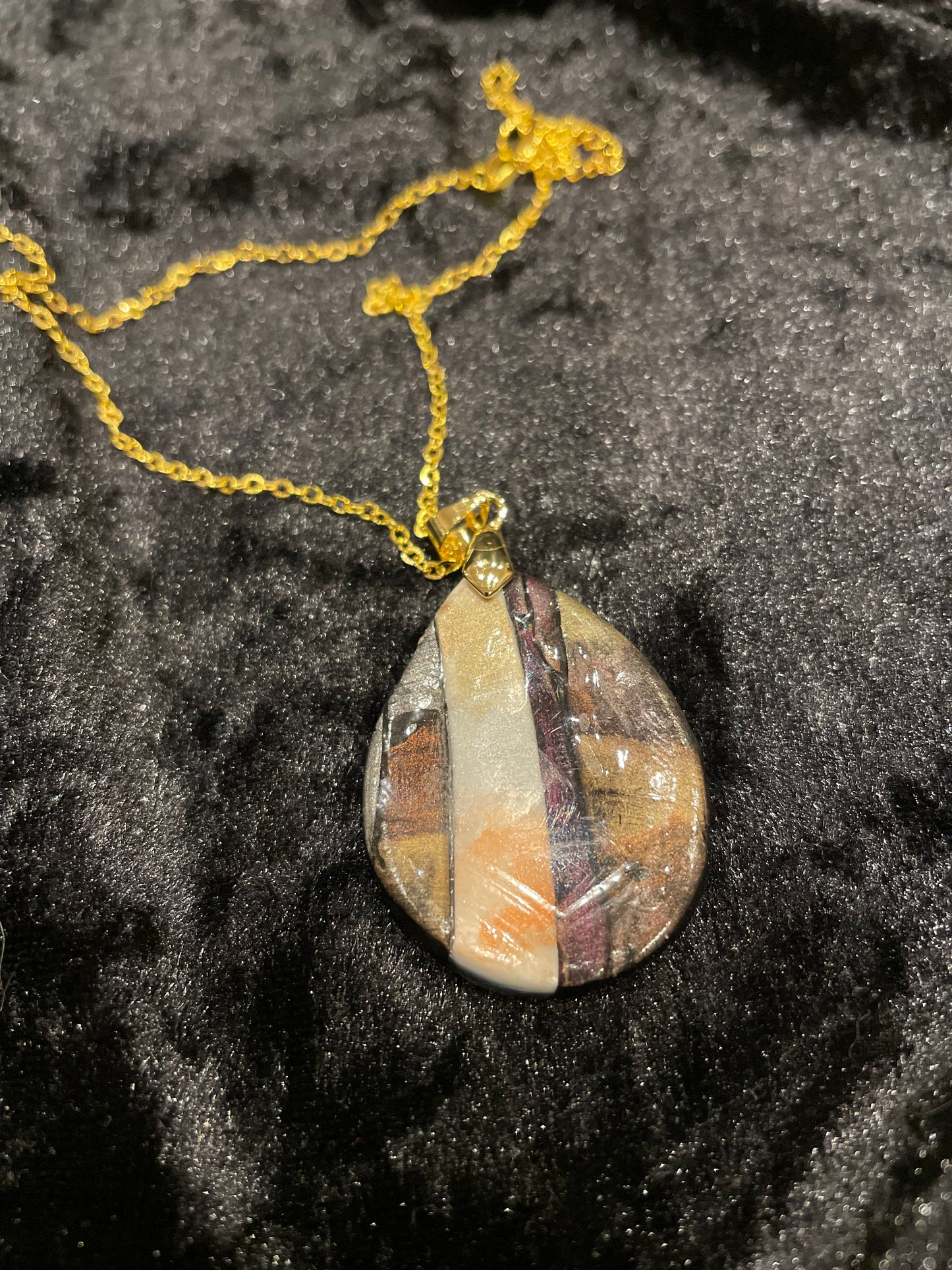 Brown & black Polymer clay necklace