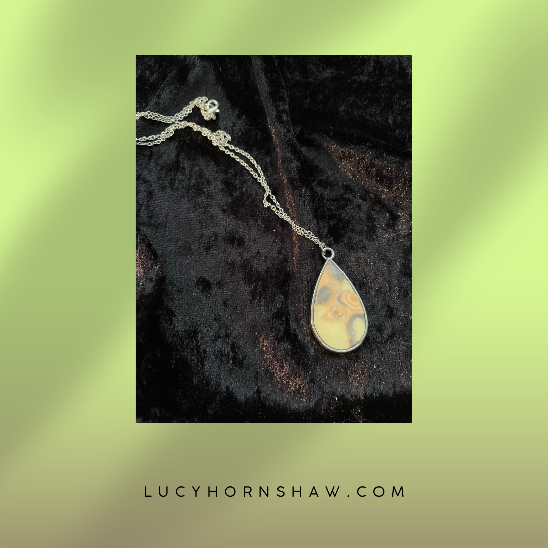 Apricot & Grey Polymer clay necklace