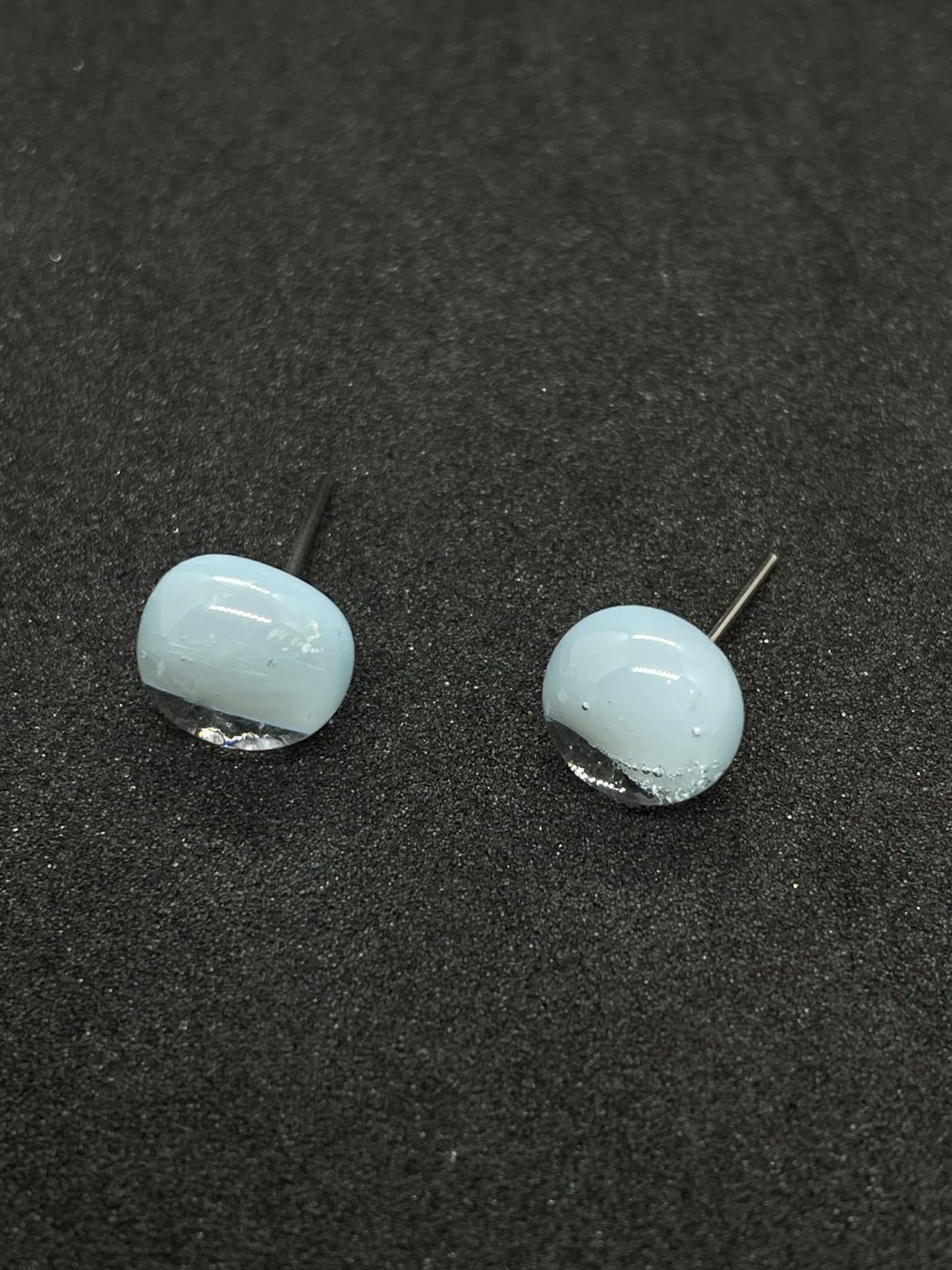 Fused glass stud earrings - Very pale blue