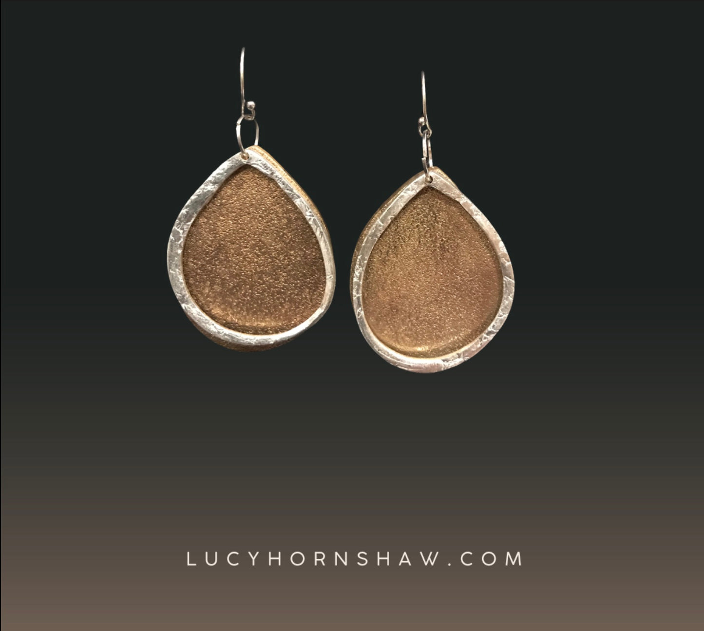 Bronze & silver teardrop earrings