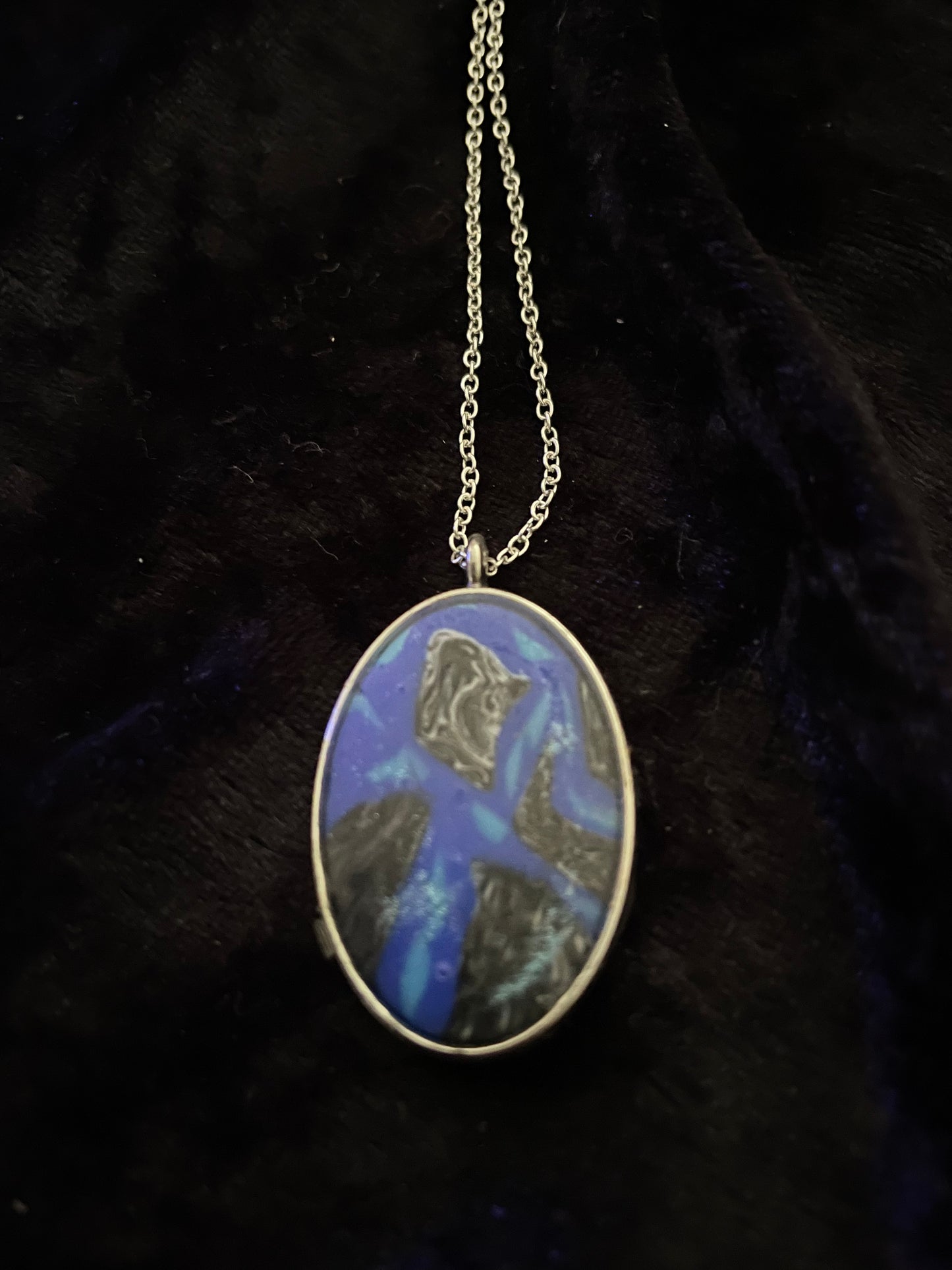 Black & blue Polymer clay necklace