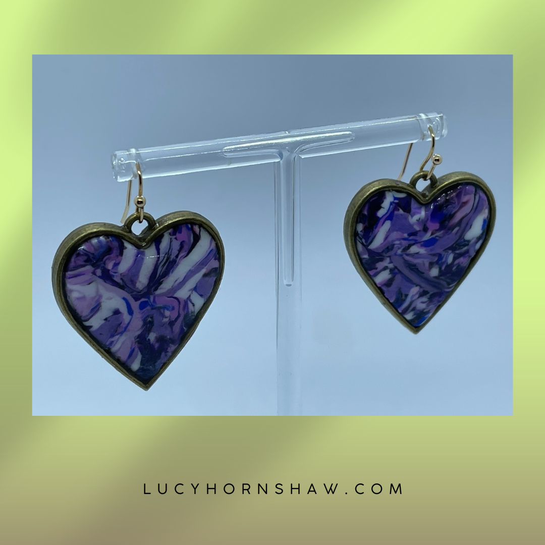 Purple heart Polymer clay earrings