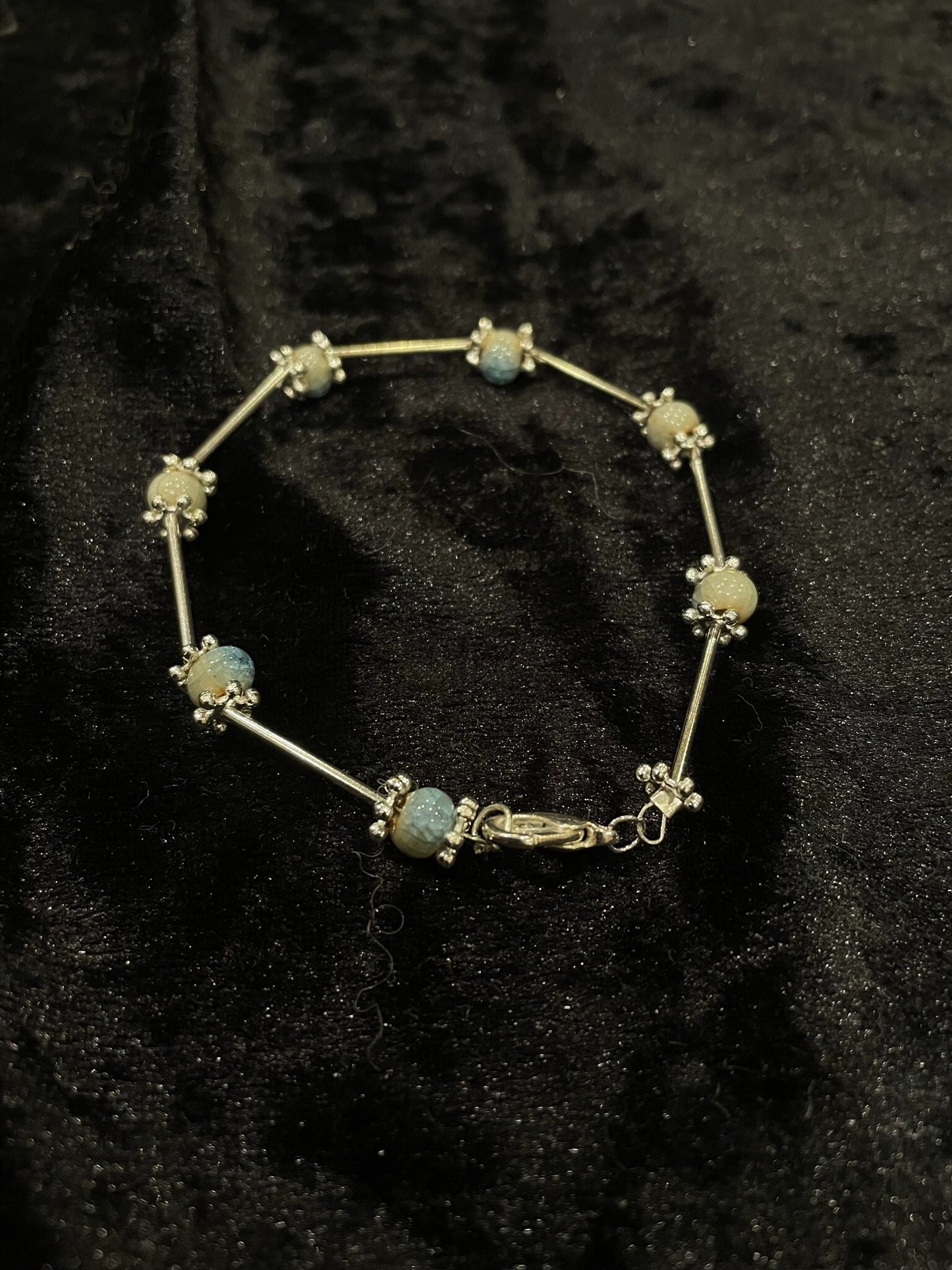 Wire & grey bead bracelet