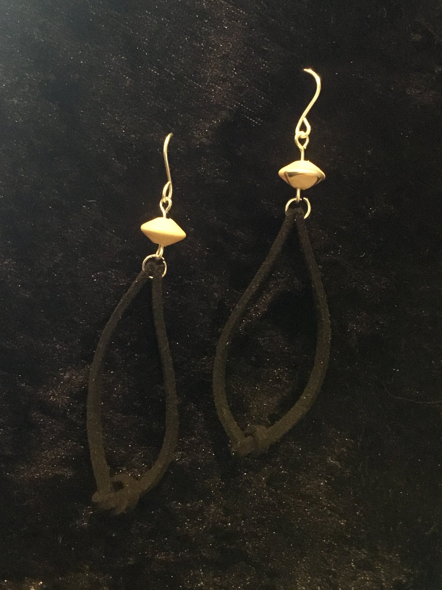 Black knot leather cord earrings