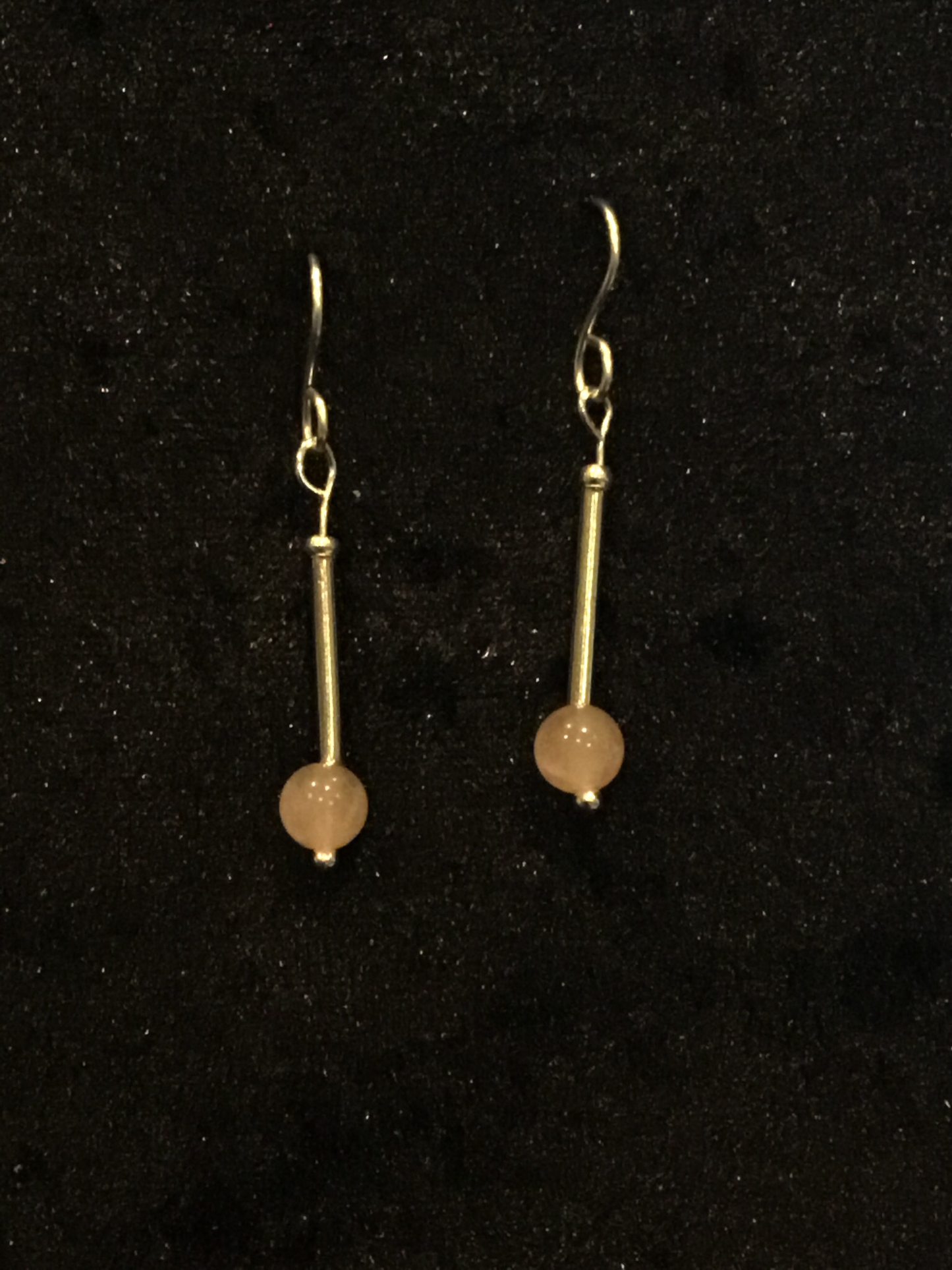 Wire & pink bead earrings on silver red drop