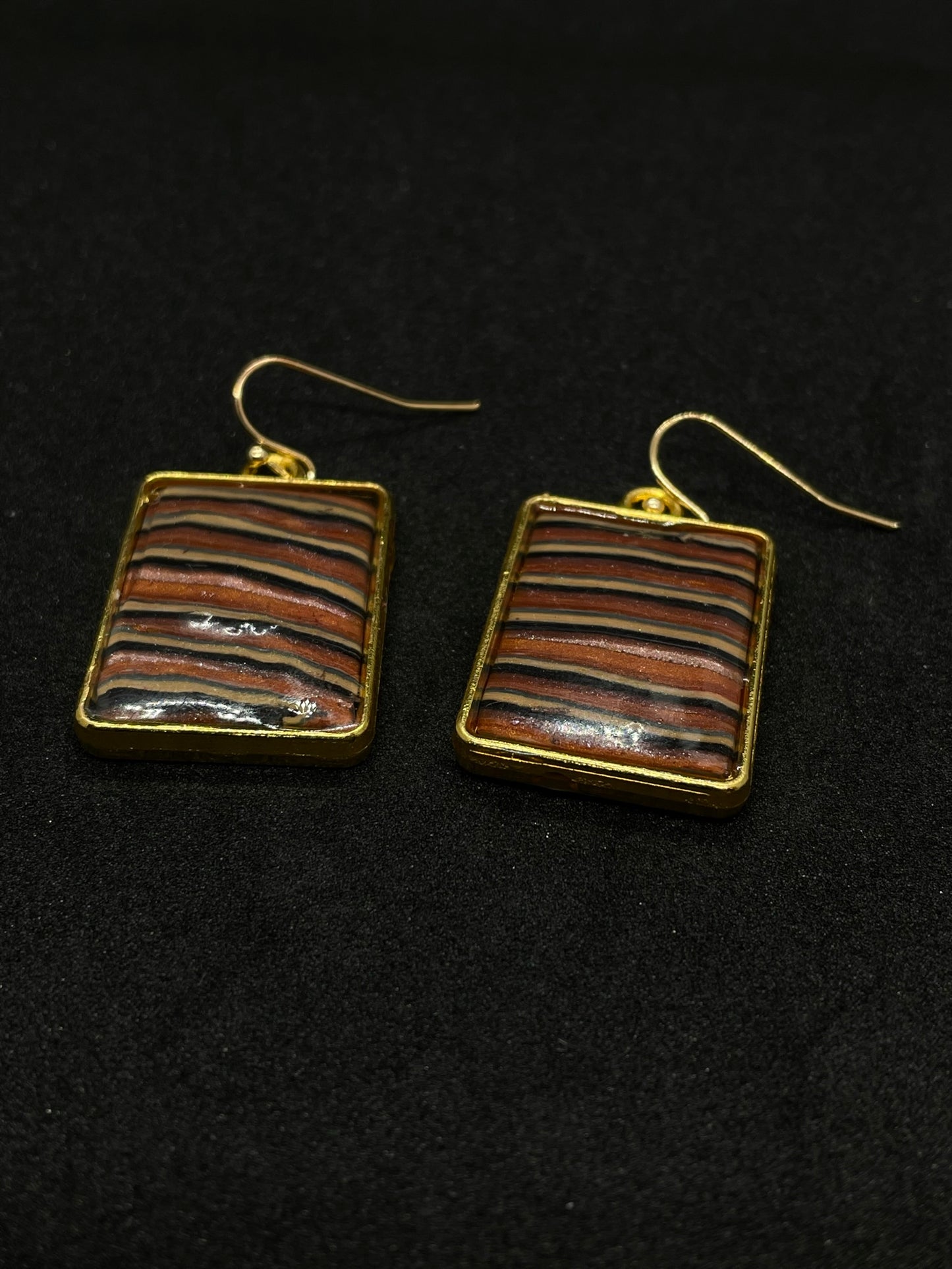 Brown stripes Polymer clay earrings