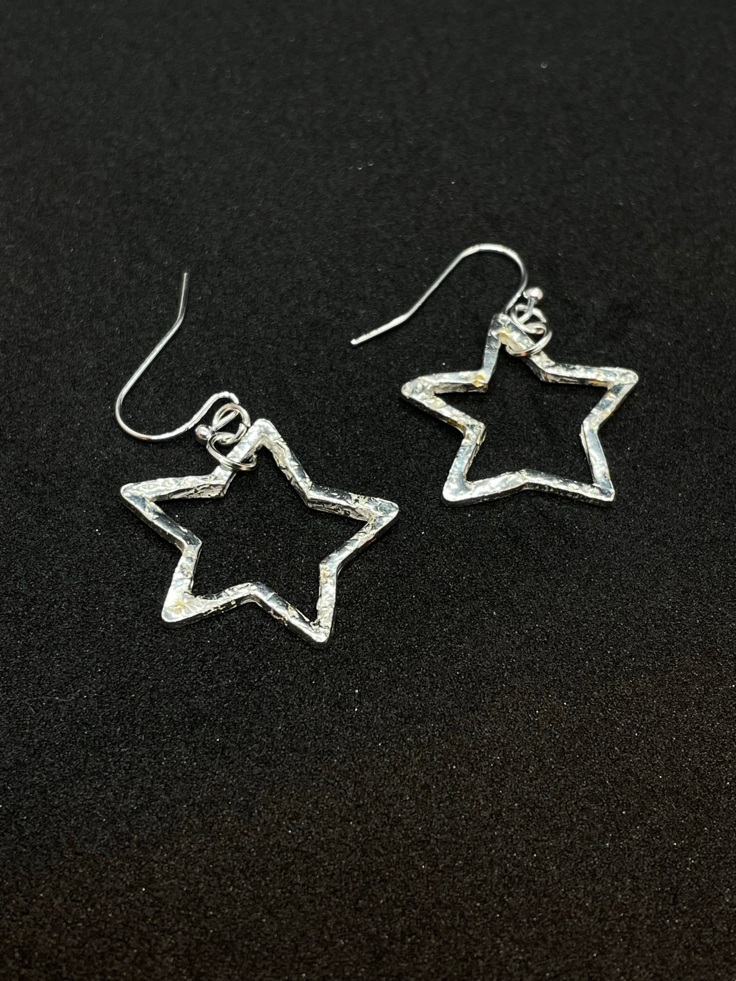Silver large star earrings