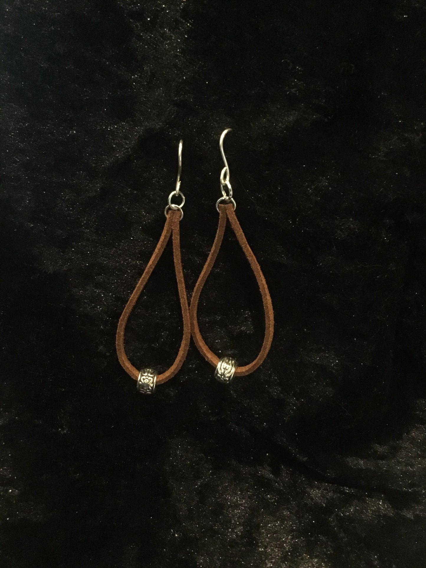 Brown leather cord earrings