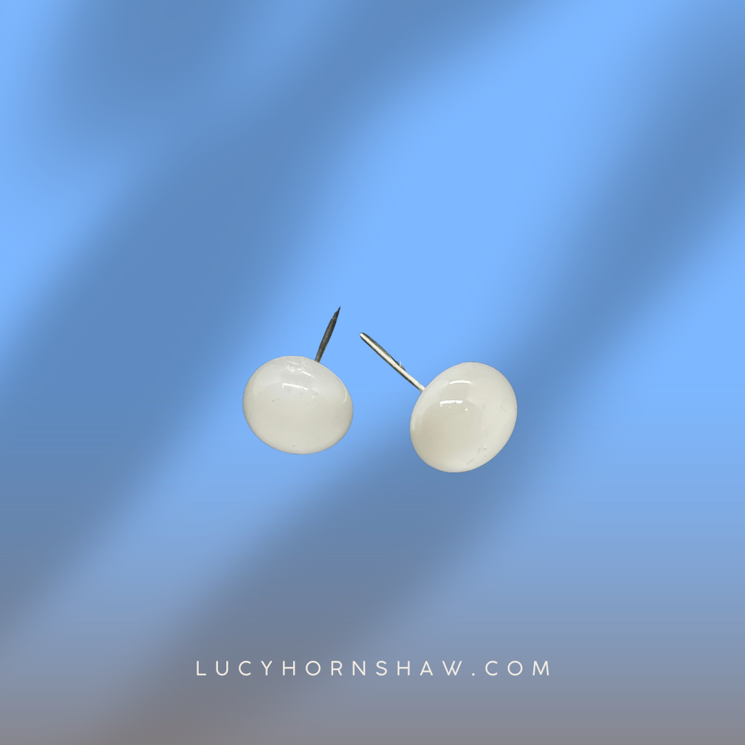 Fused glass stud earrings - White