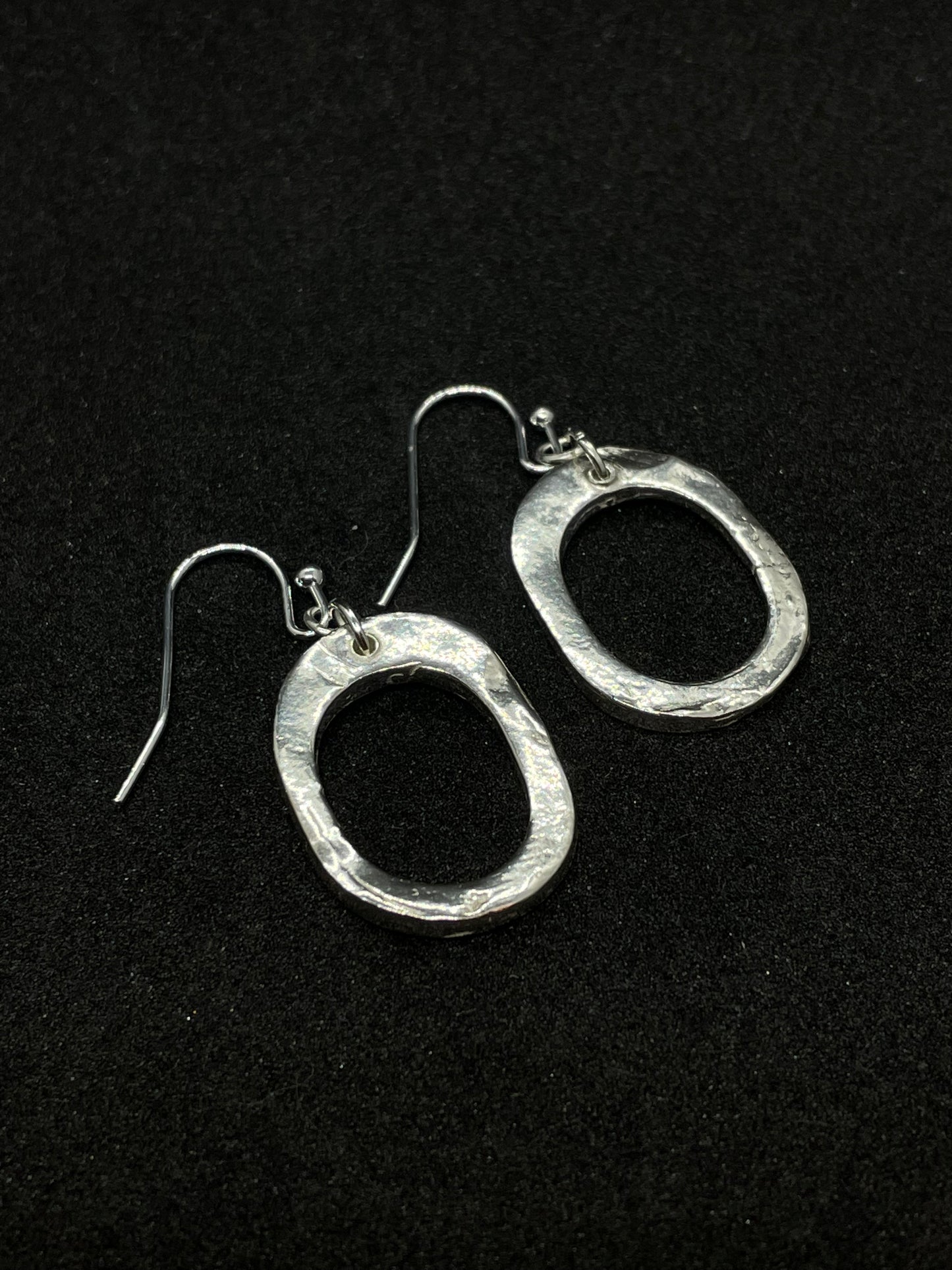 Silver oval earrings