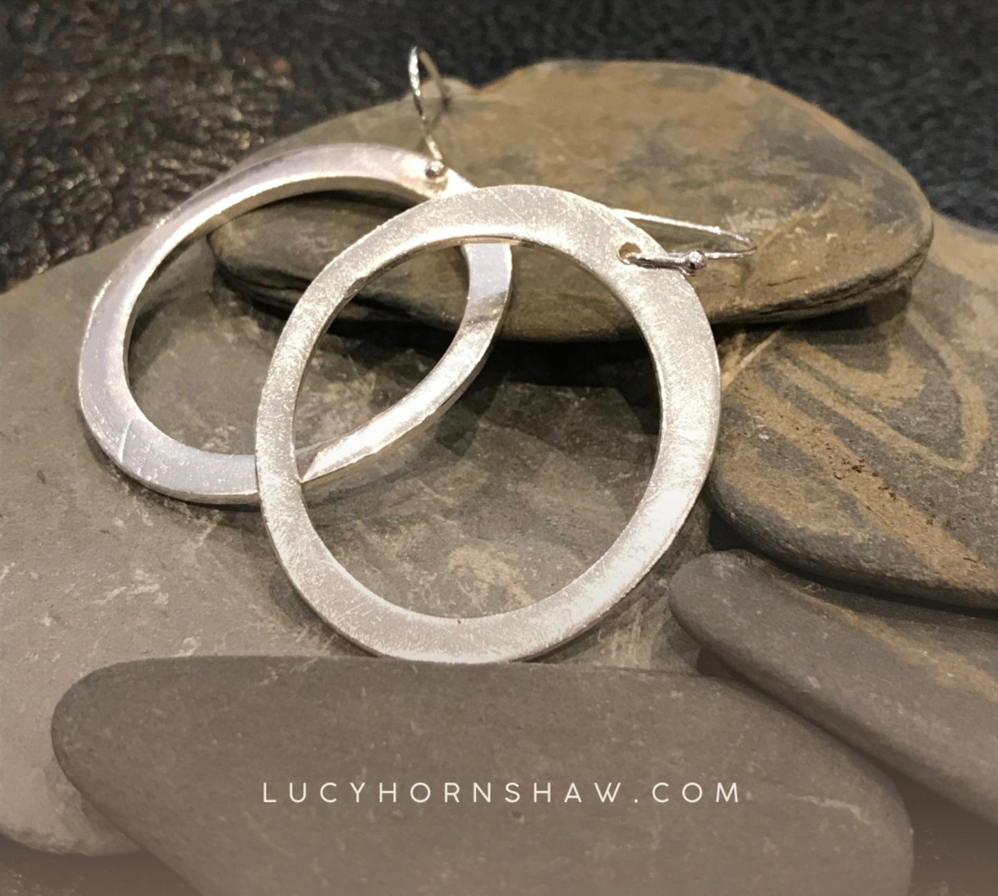 Silver oval earrings