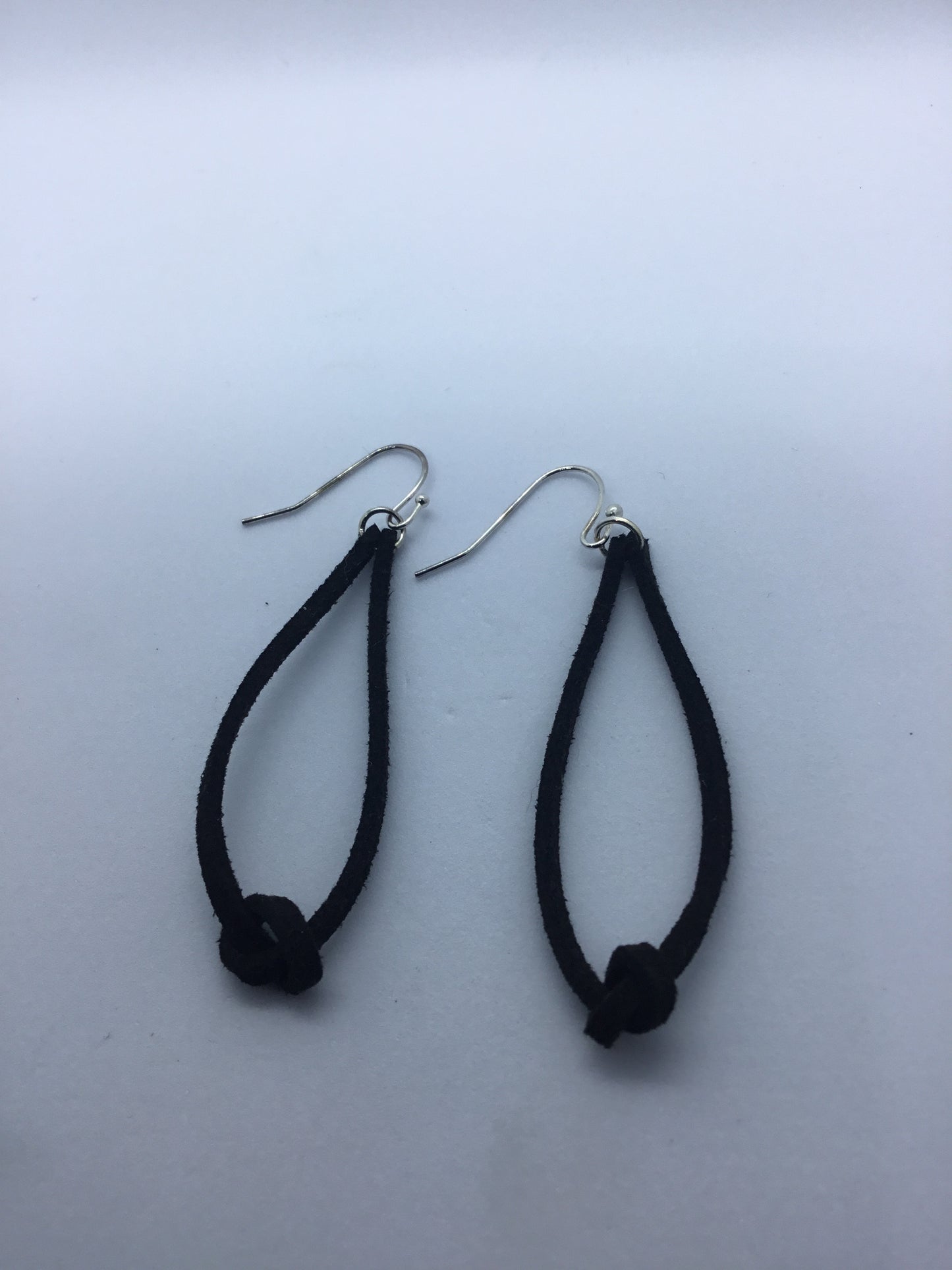 Black leather thong earrings