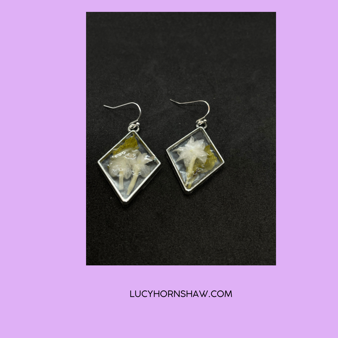 Jasmine, mint & resin diamond earrings