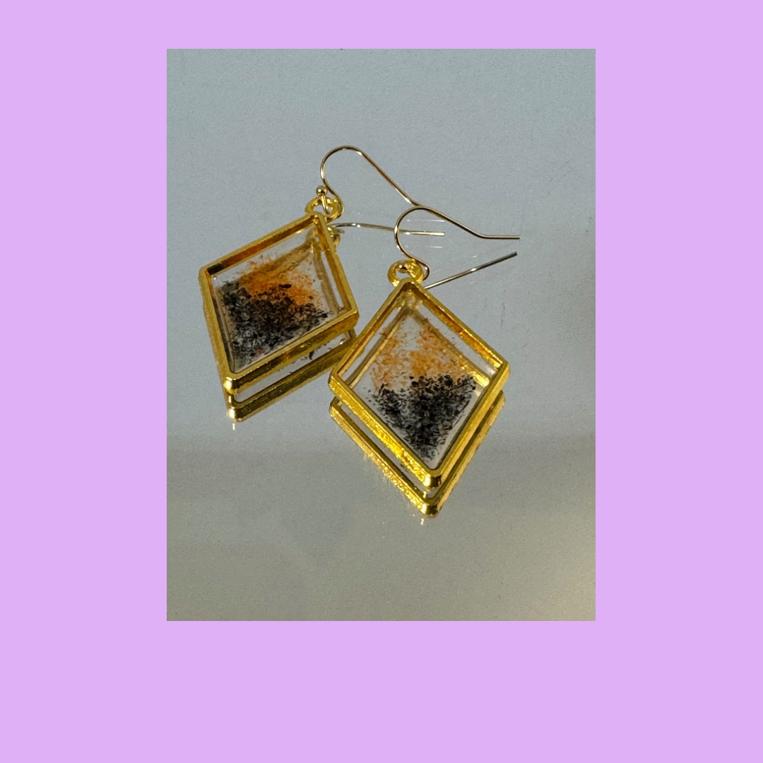 Orange and black drop earrings