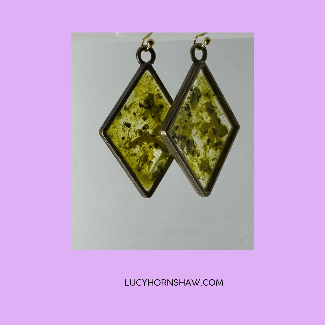 Yellow & clear diamond drop earrings