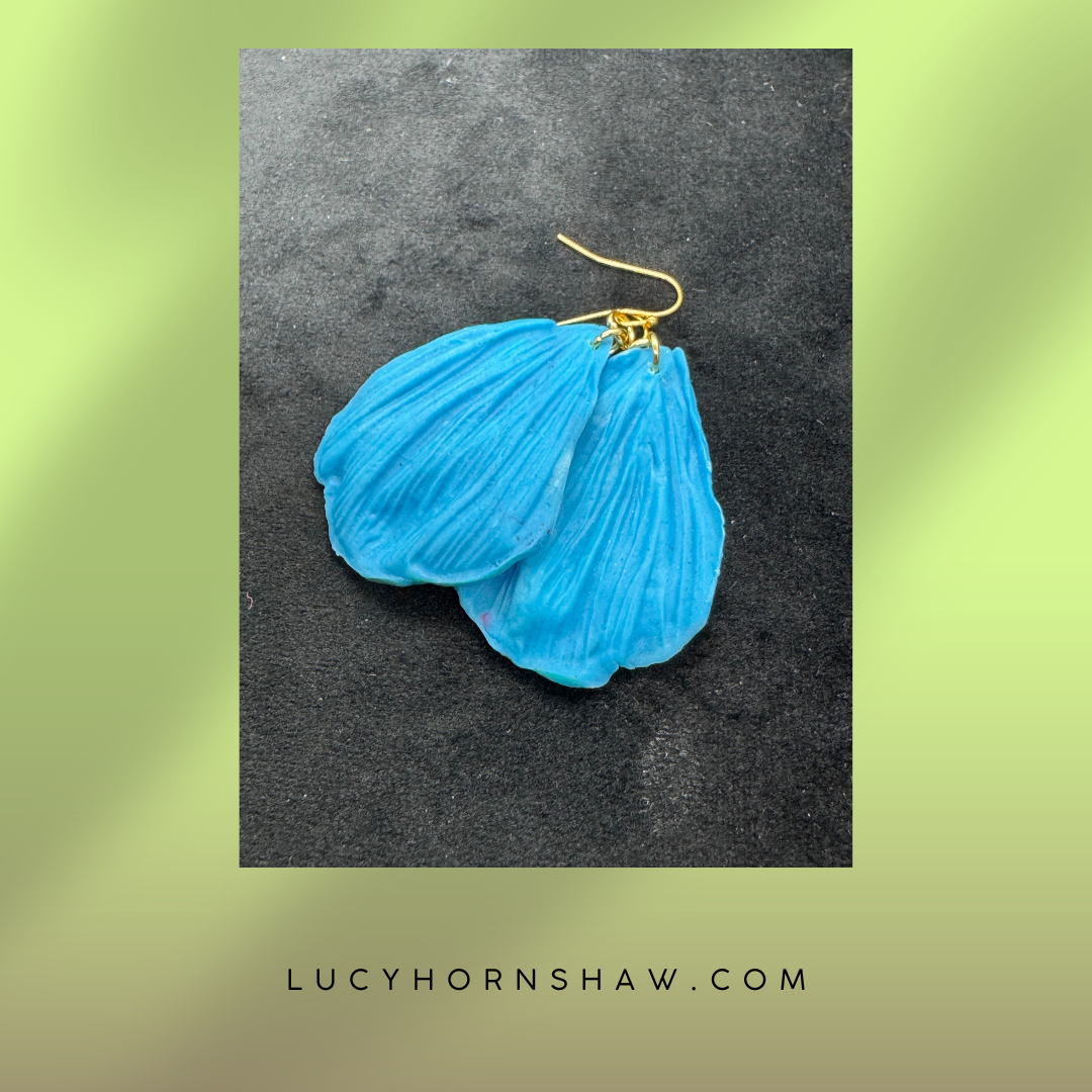 Blue petal earrings