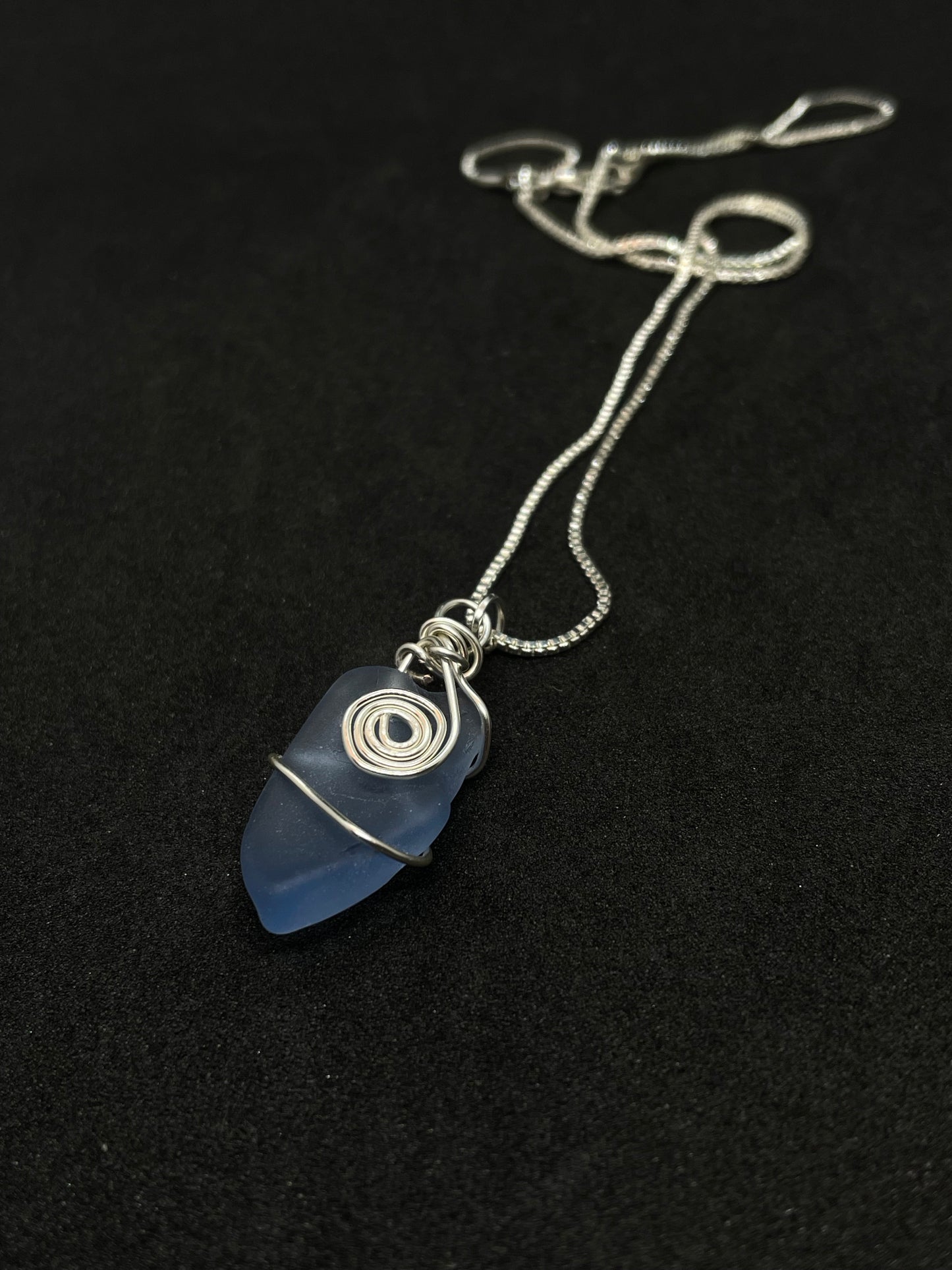 Pale blue seaglass necklace