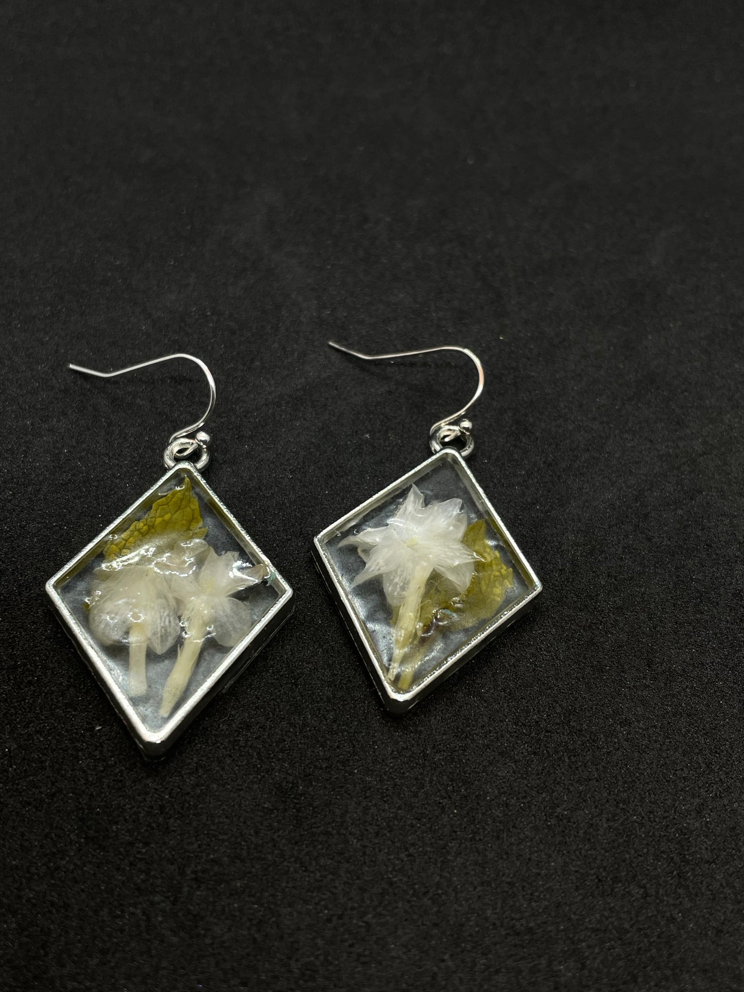 Jasmine, mint & resin diamond earrings
