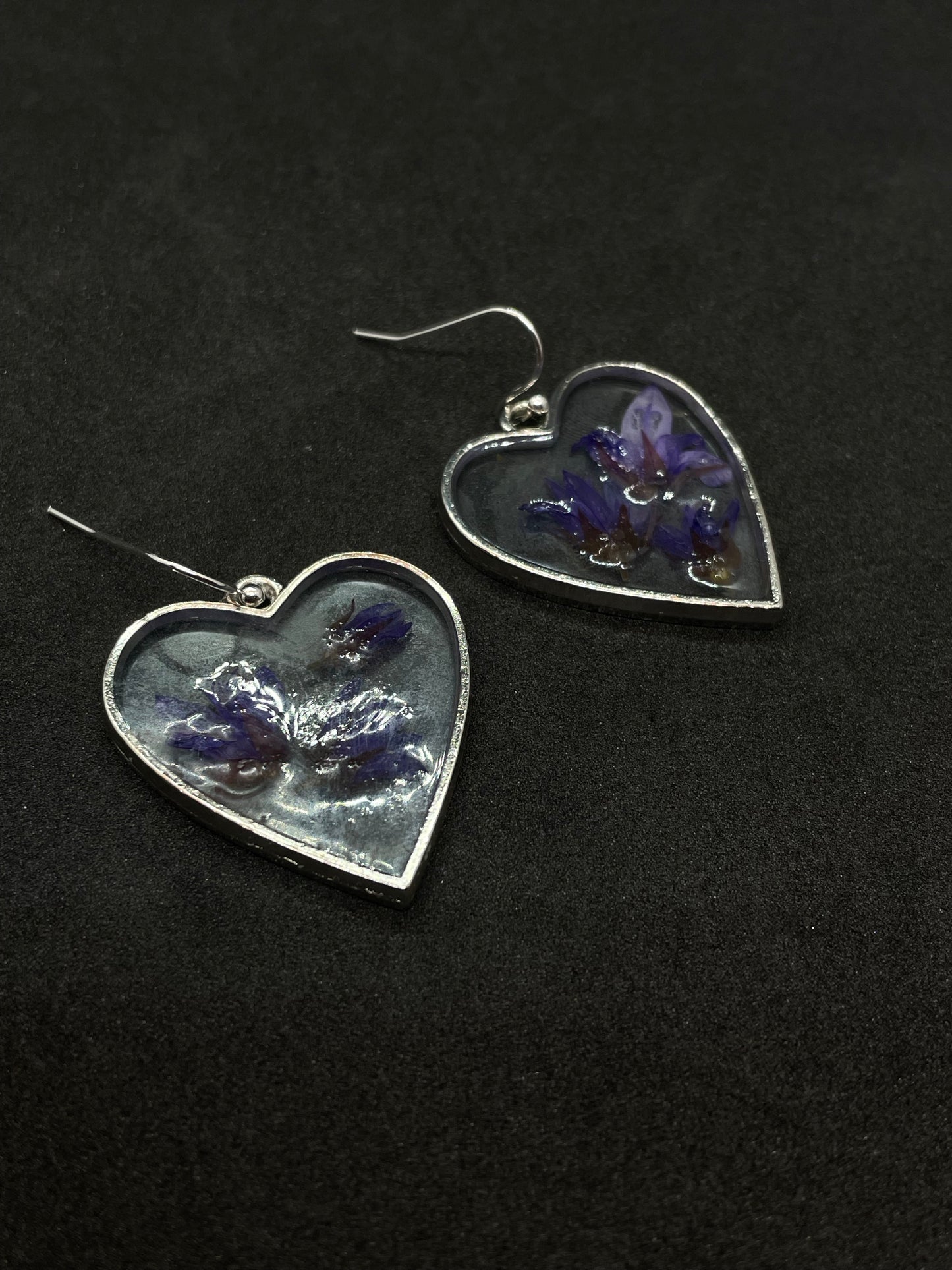 Campanula & resin heart earrings