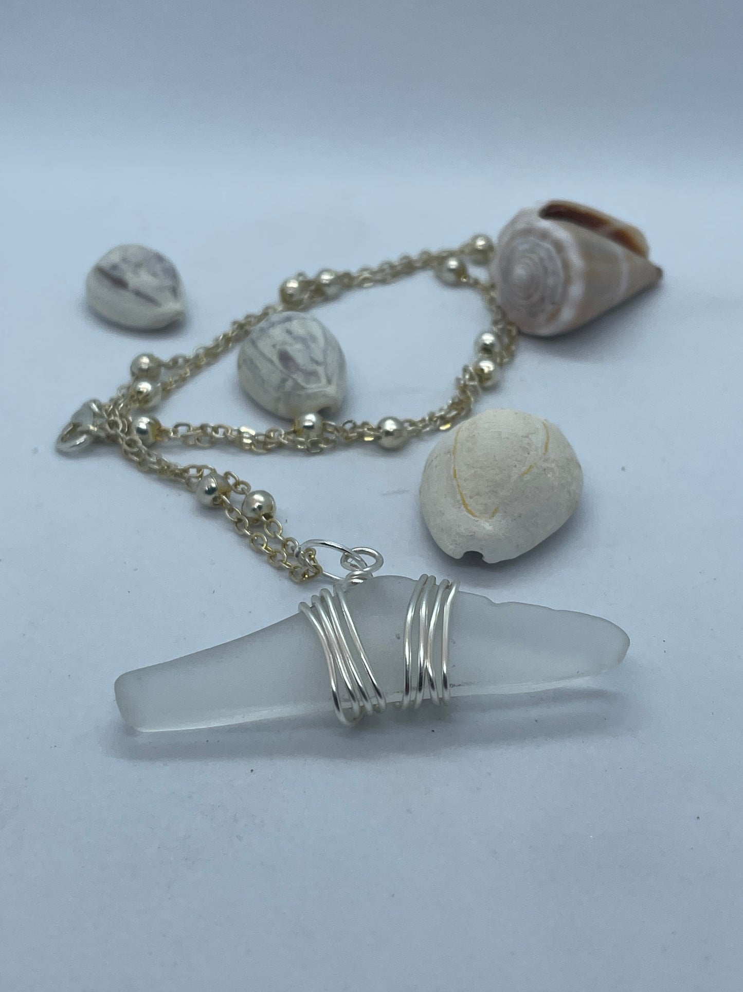 White seaglass necklace