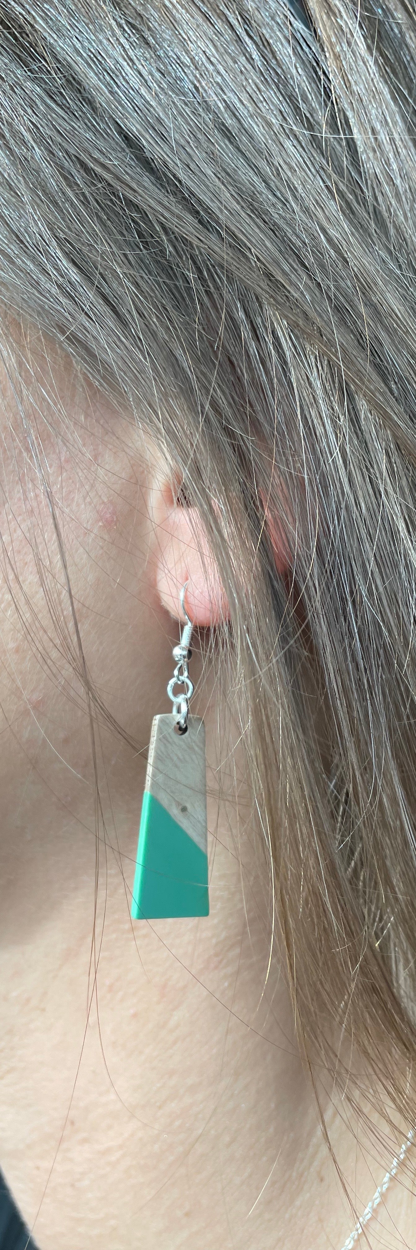 Green & wood earrings