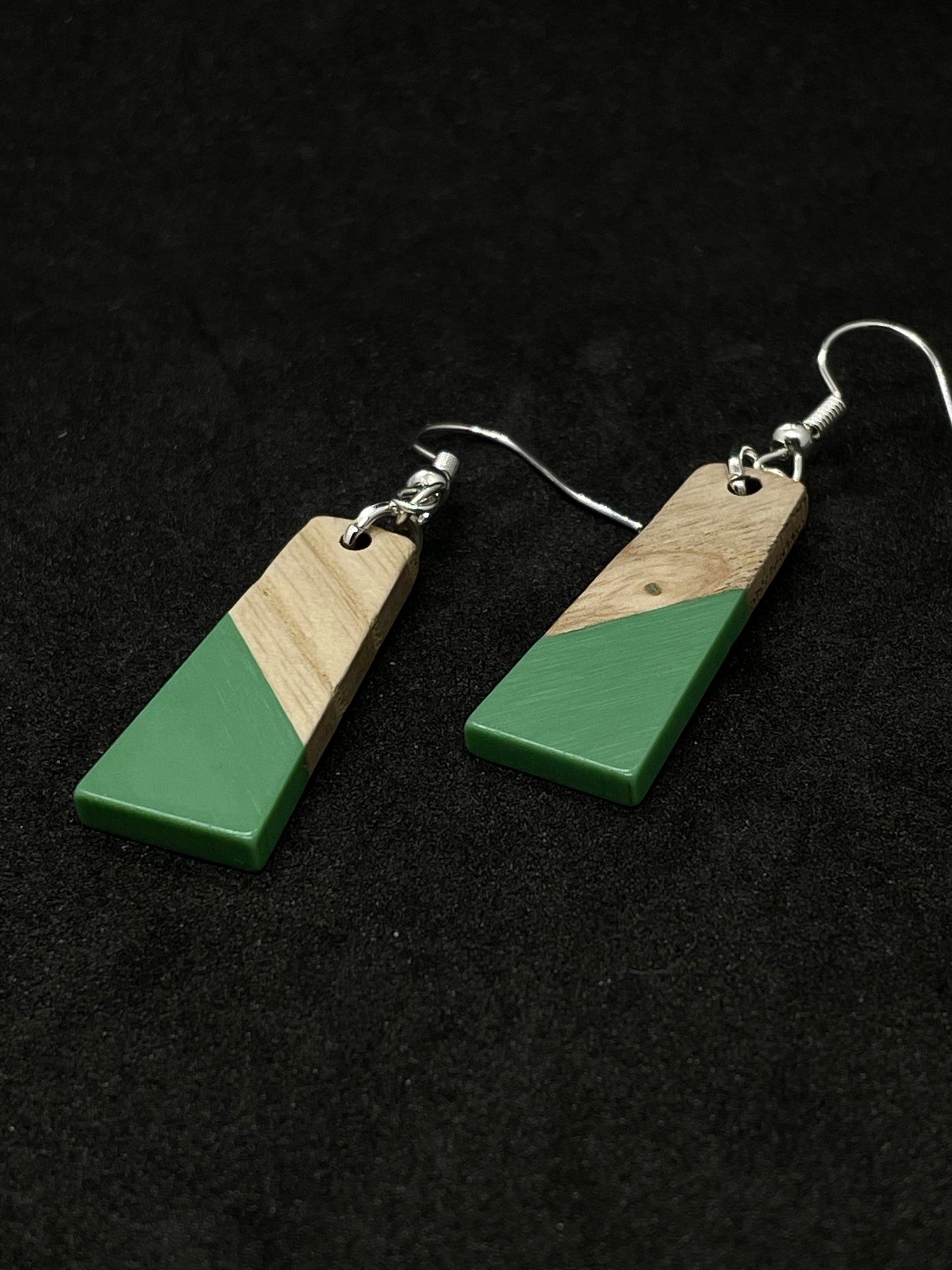 Green & wood earrings