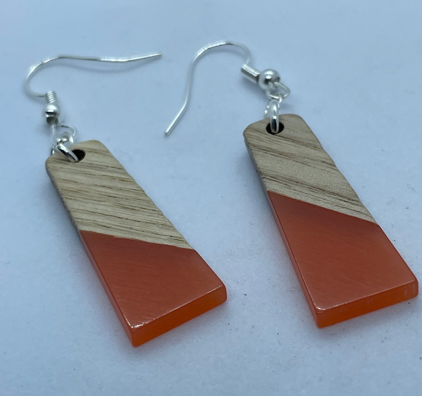 Orange & wood earrings