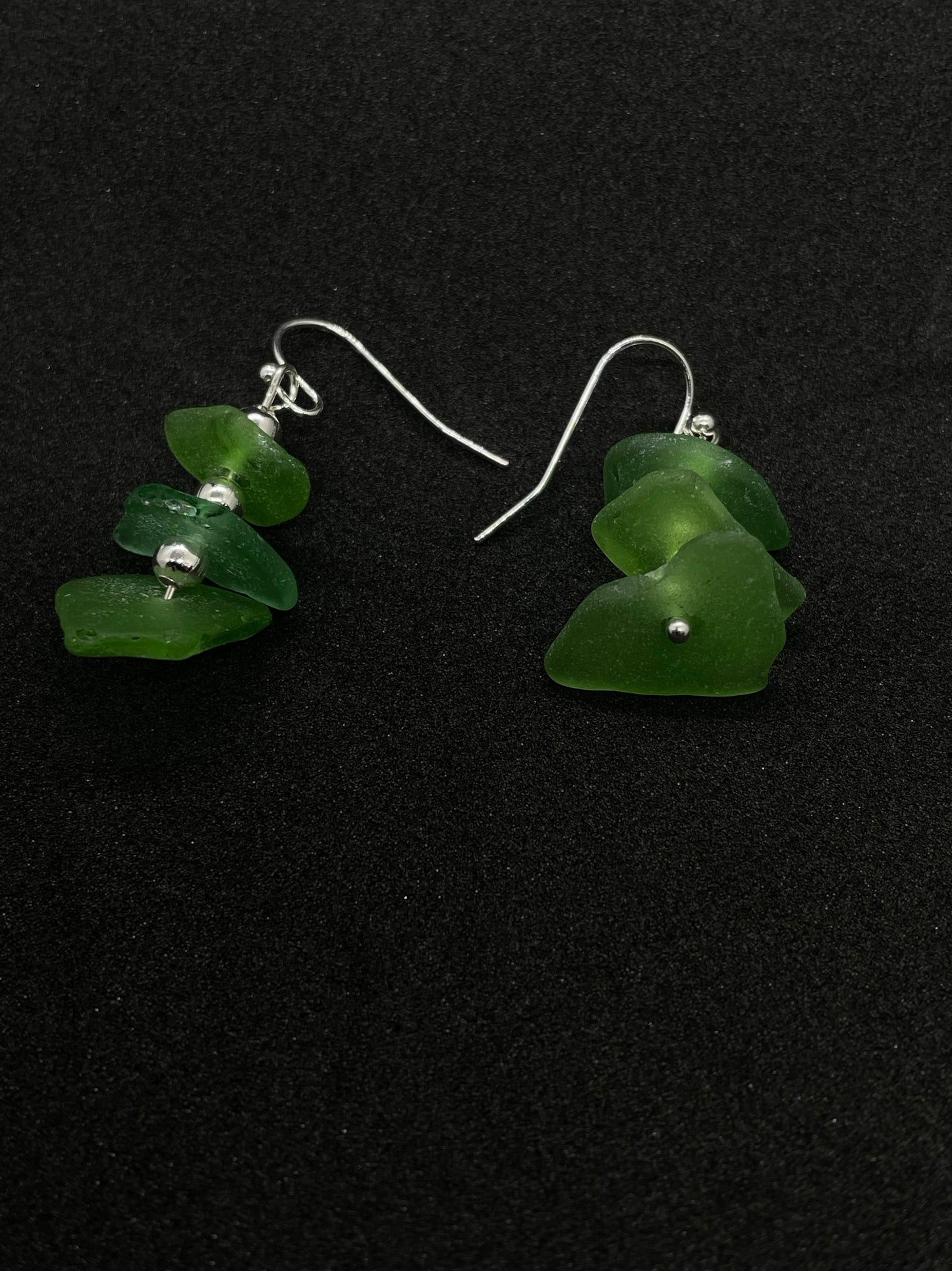3 piece Green Seaglass drop earrings