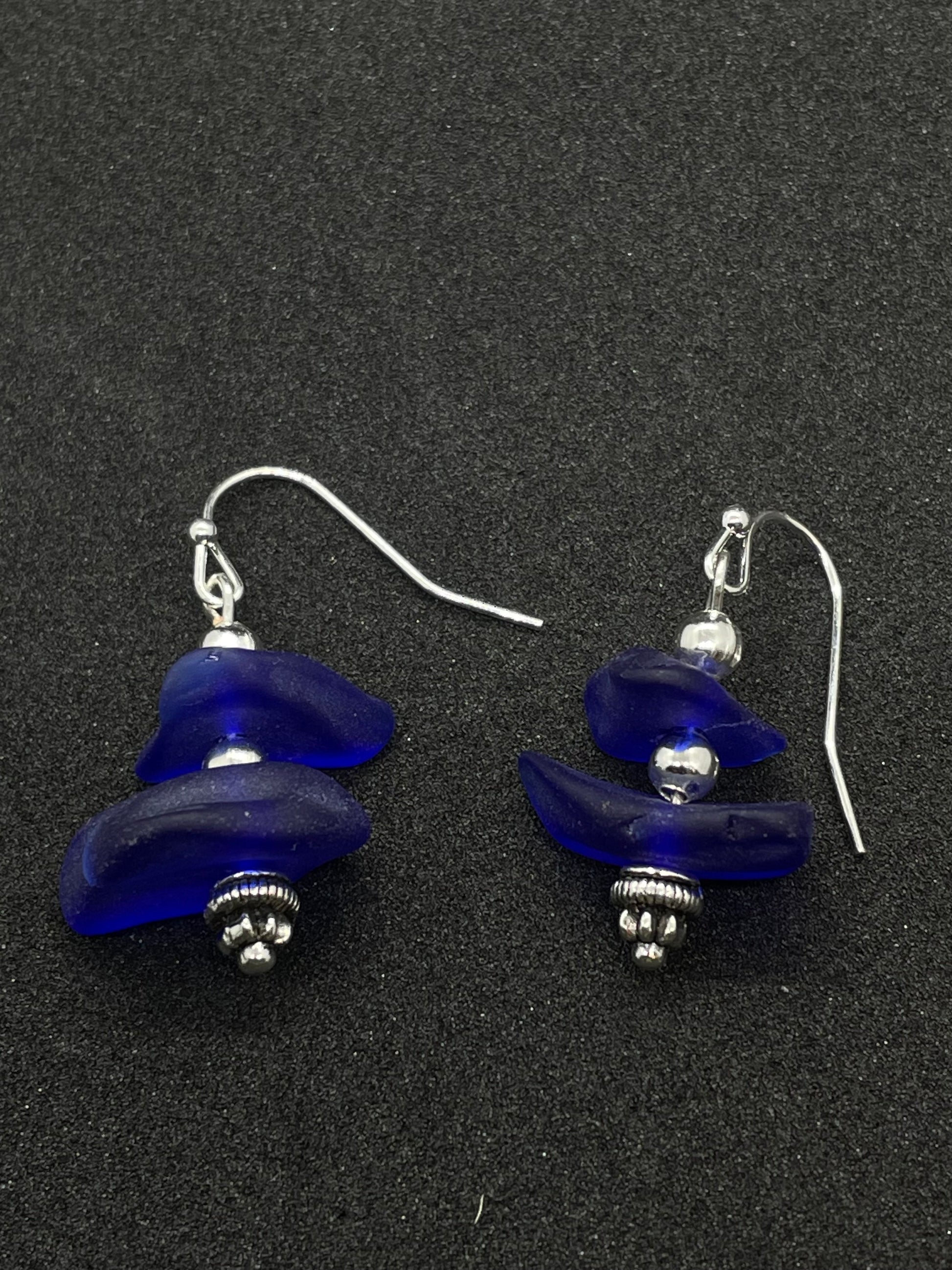 3 piece blue Seaglass drop earrings